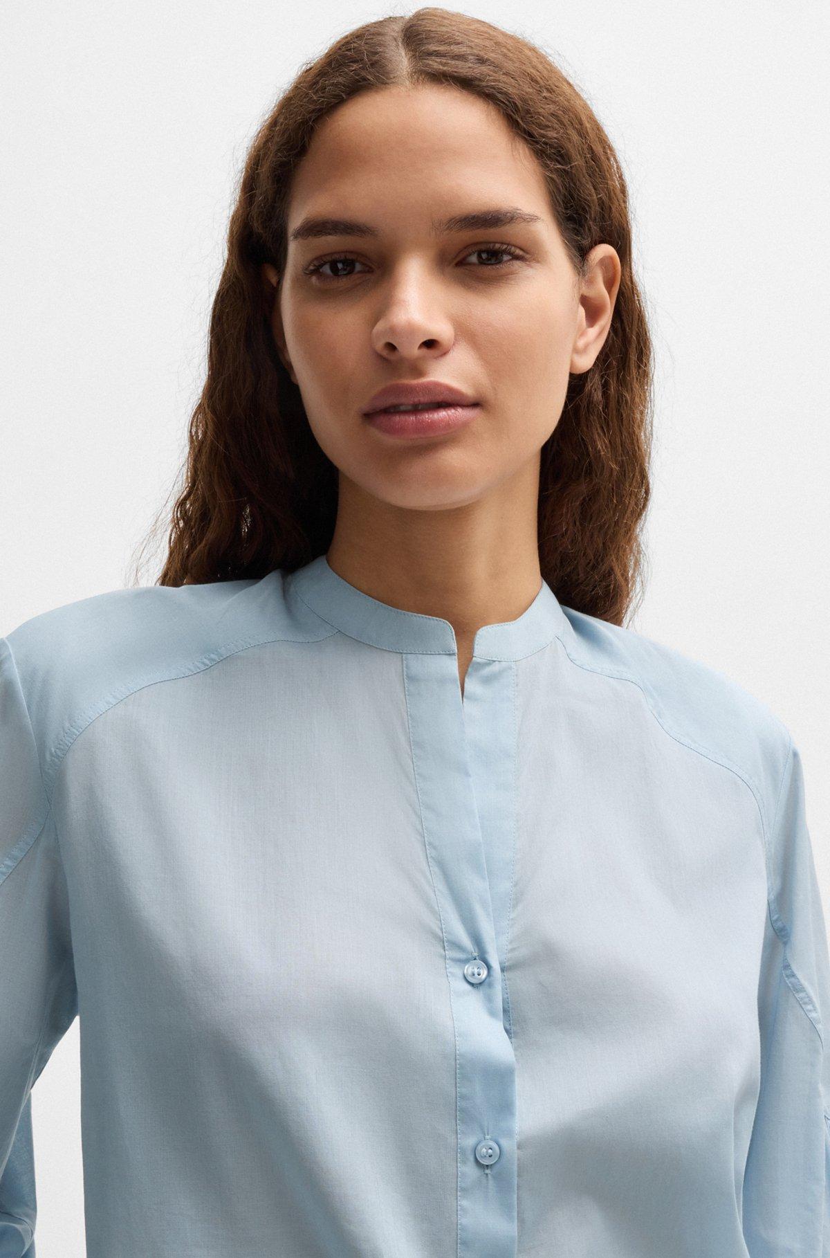 Regular-fit blouse in cotton voile with wide sleeves Product Image