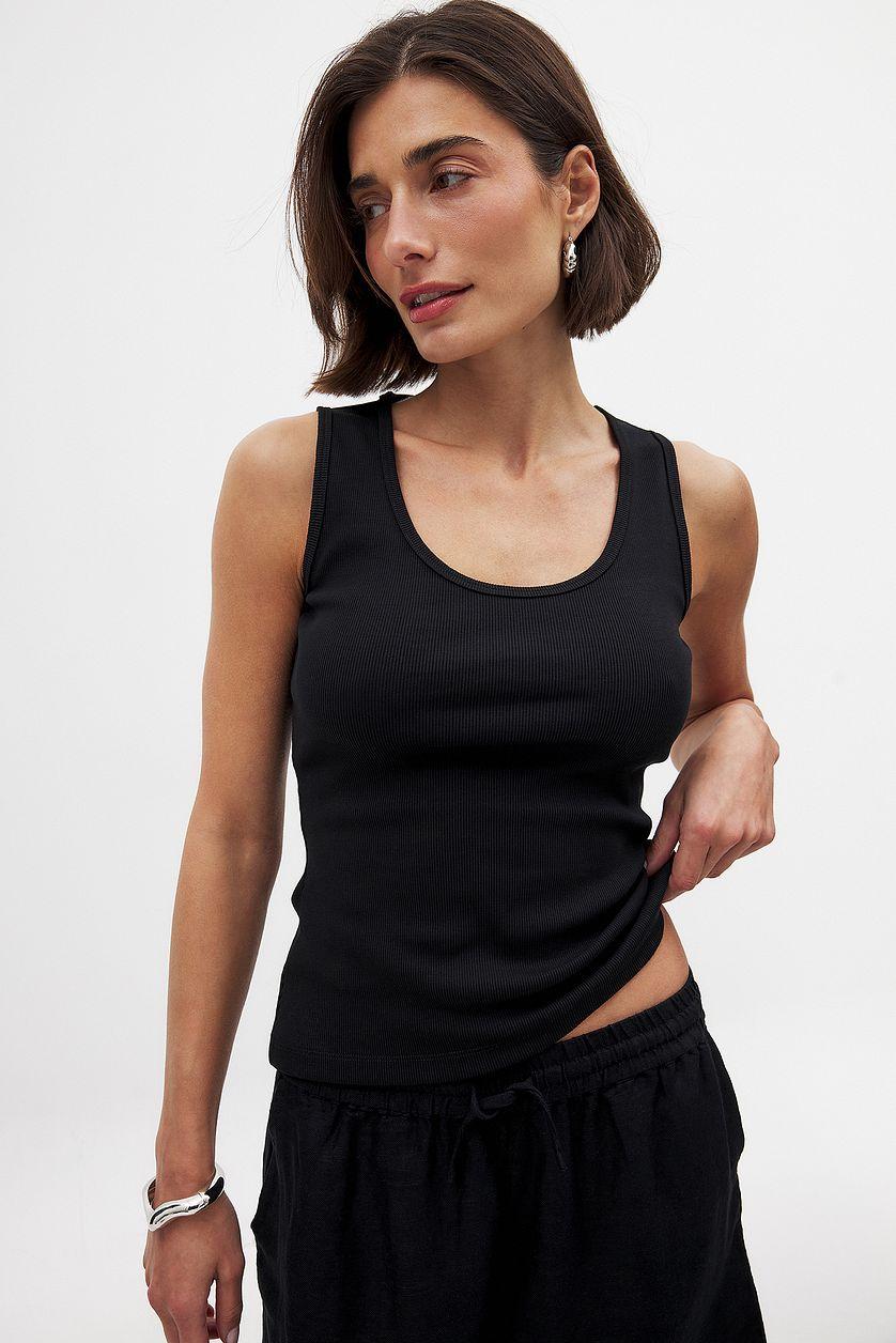 Scoop Neck Ribbed Tank Product Image