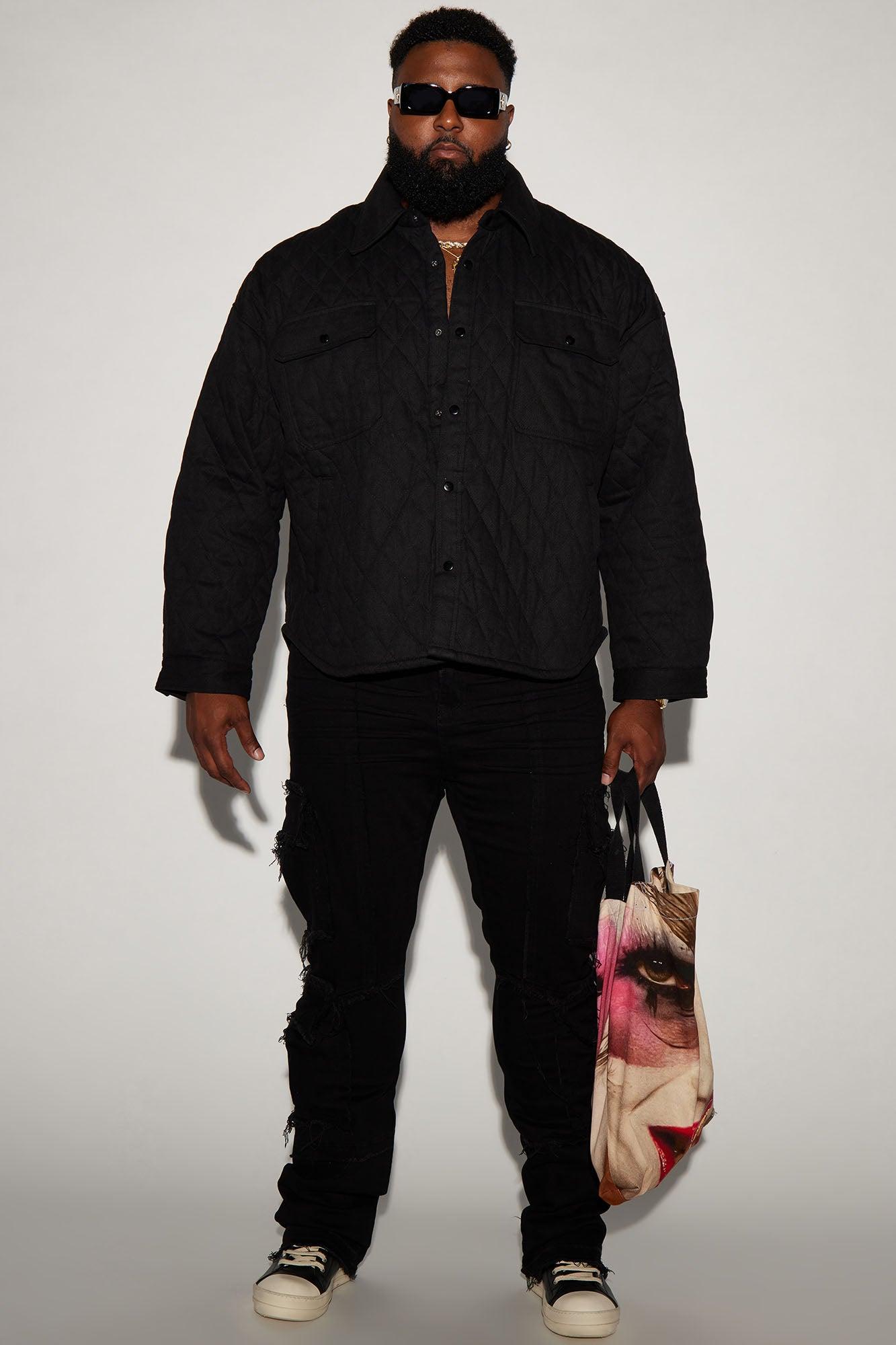 Monroe Twill Quilted Shacket - Black Product Image