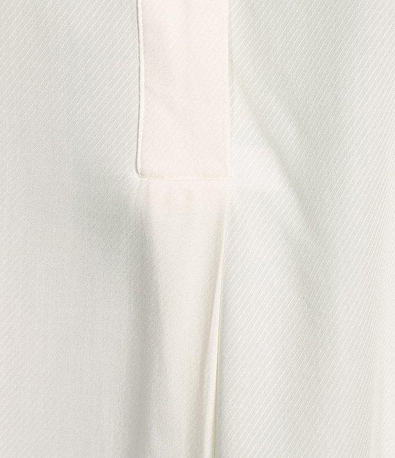 Investments Plus Size Nora Long Sleeve Y-Neck Drapey Twill Blouse Product Image