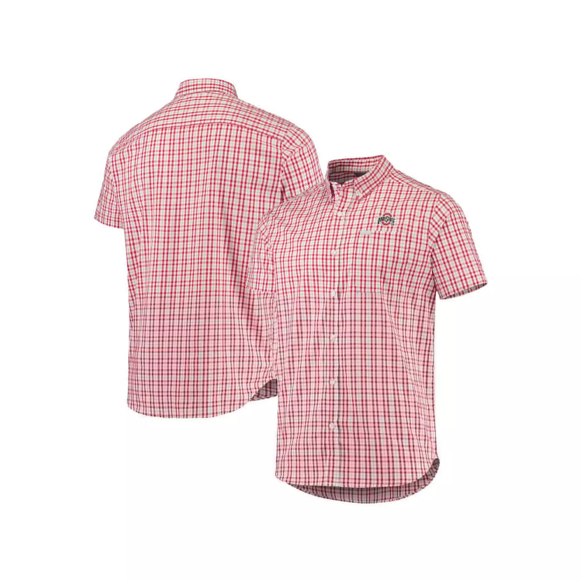 Men's Columbia Scarlet Ohio State Buckeyes Rapid Rivers Logo Button-Down Shirt, Size: Large, Red Product Image