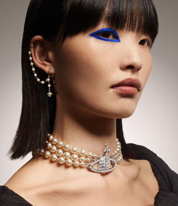 Three Row Pearl Bas Relief Choker Product Image