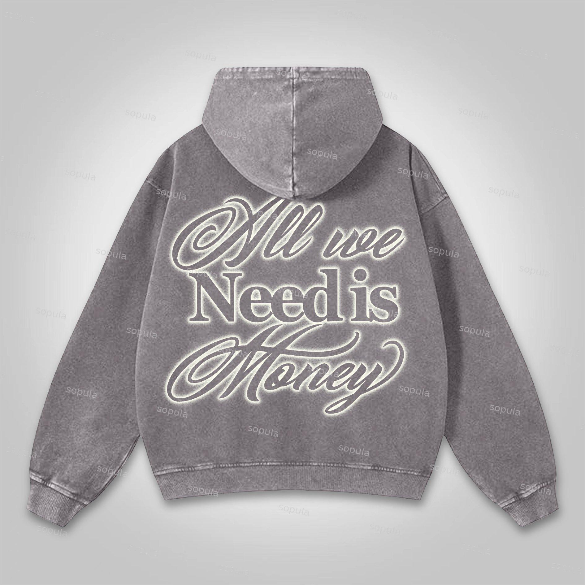 Sopula All We Need Is Money Washed Hoodie Product Image