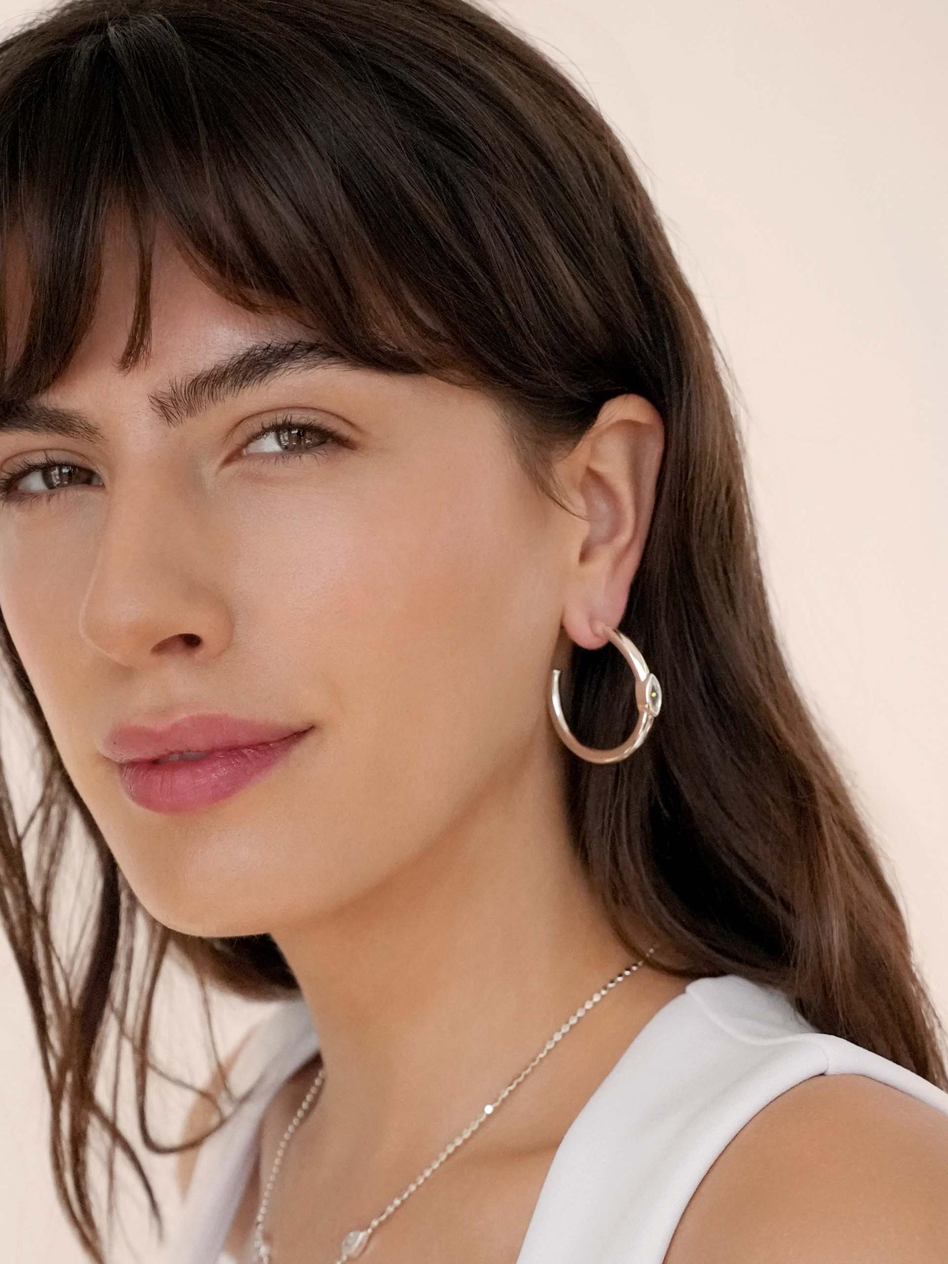 Medium Marquise Crystal Hoops Product Image