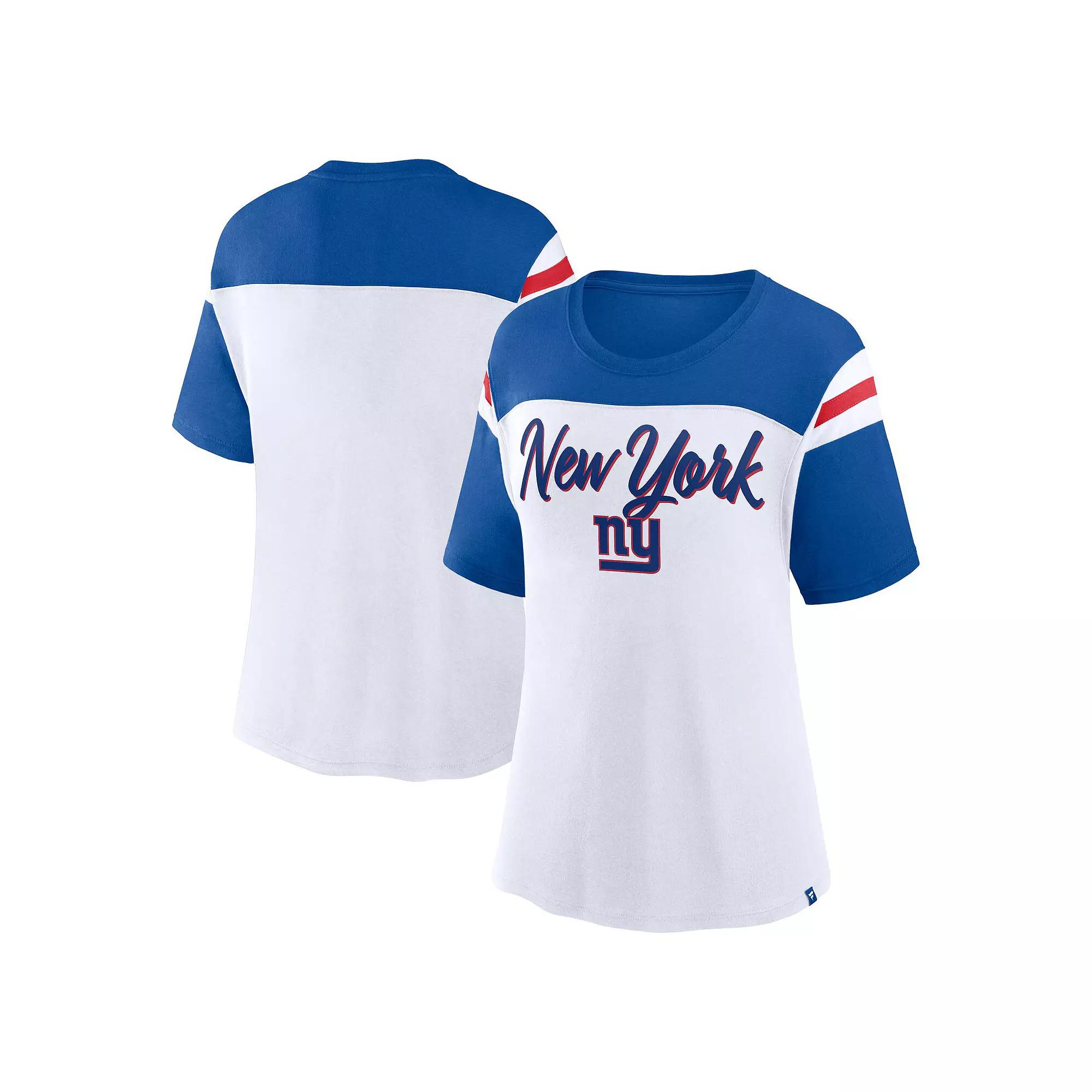 Women's Fanatics White/Royal New York Giants Cheer Chant Fashion Crop Top,  Product Image