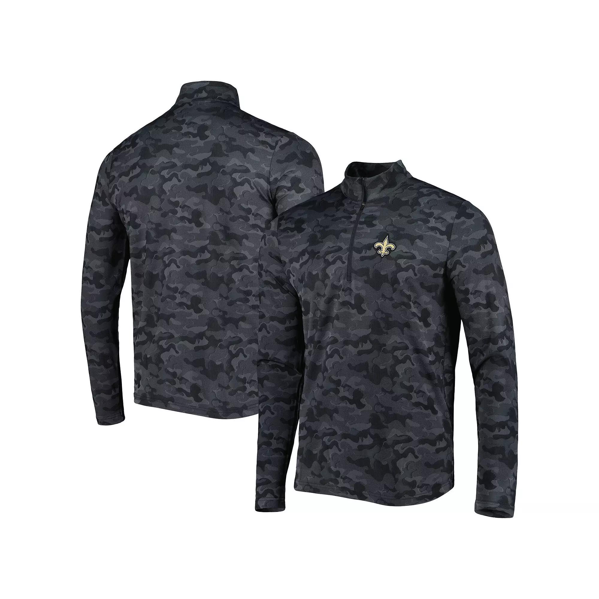 Men's Antigua Black New Orleans Saints Brigade Quarter-Zip Sweatshirt,  Product Image