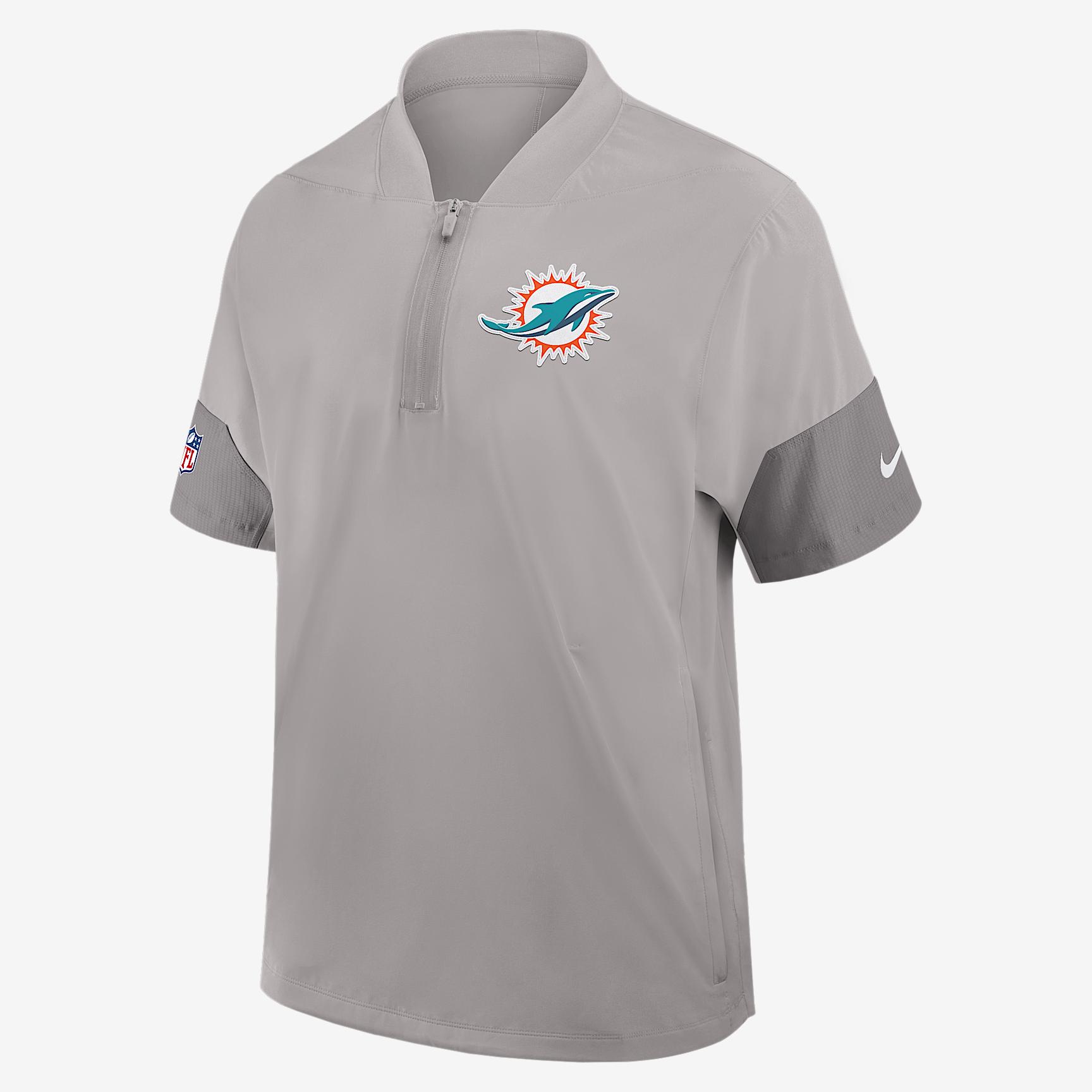Miami Dolphins Sideline Coach Nike Mens NFL 1/2-Zip Short-Sleeve Jacket | 03BO0DPT9P-2J5 Product Image
