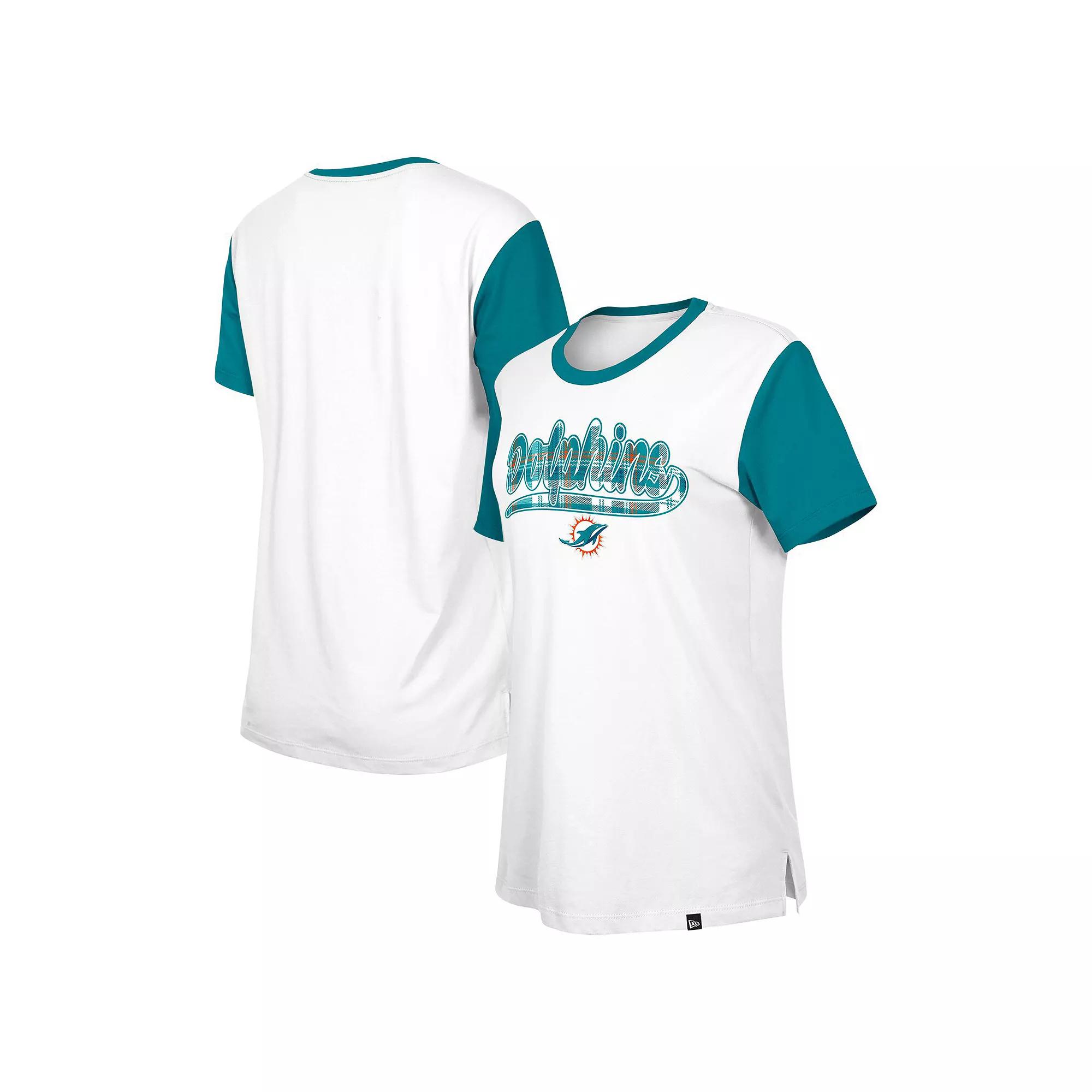 Women's New Era White/Aqua Miami Dolphins 3rd Down T-Shirt, Size: Large Product Image