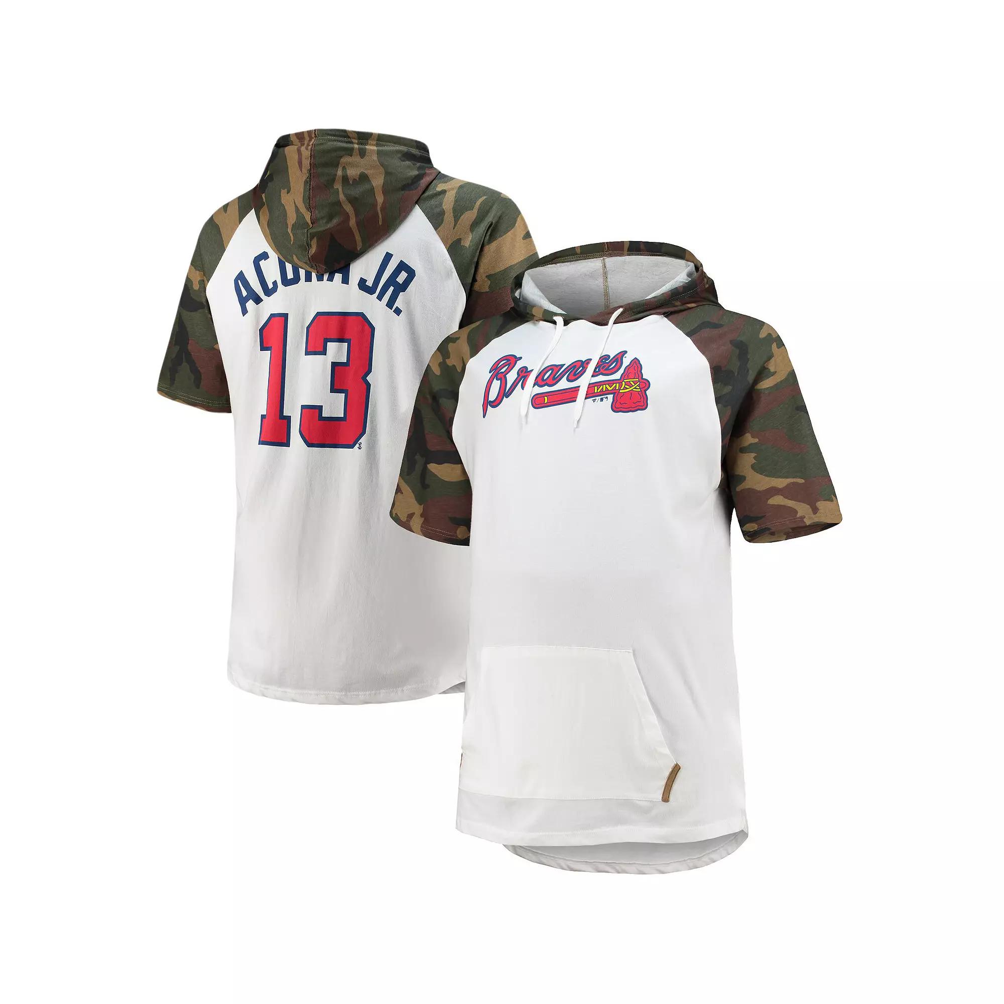 Men's Ronald Acuna Jr. White/Camo Atlanta Braves Player Big & Tall Raglan Hoodie T-Shirt, Size: 3XLT Product Image