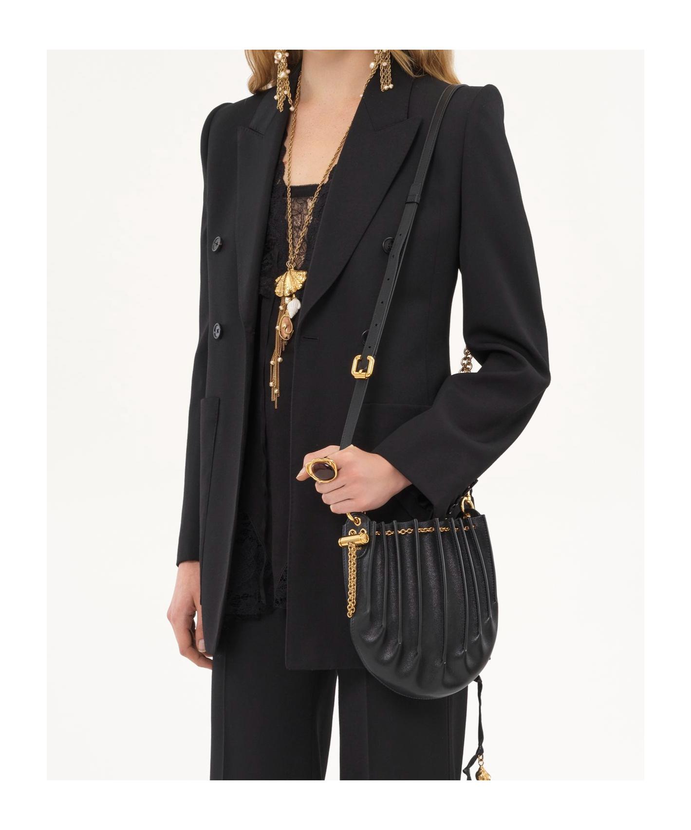 CHLOÉ Sea Treasures Embellished Pleated Leather Shoulder Bag In Black Product Image