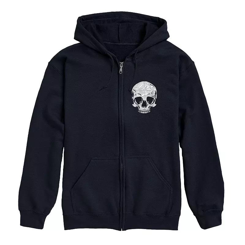 Mens Road Map Skull Zip Hoodie Blue Product Image