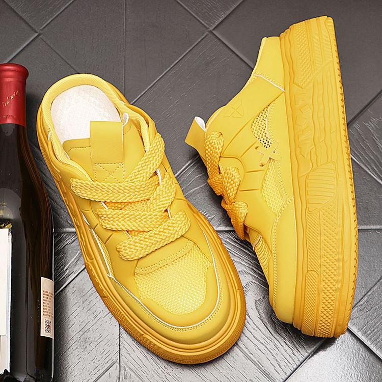 Platform Mesh Panel Lace-Up Mule Sneakers Product Image