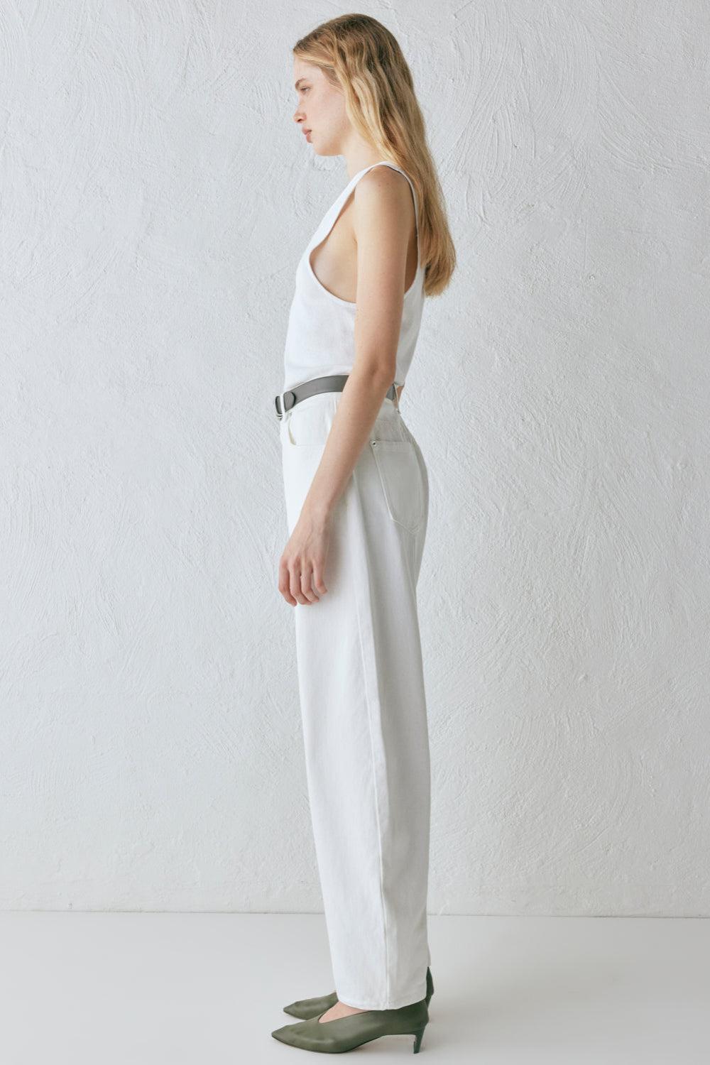 Lex Barrel Denim Jeans White Product Image