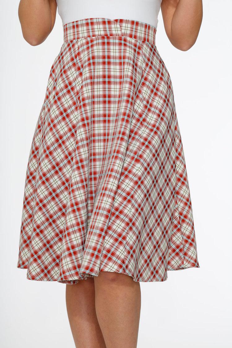 Red Plaid Swing Skirt Product Image