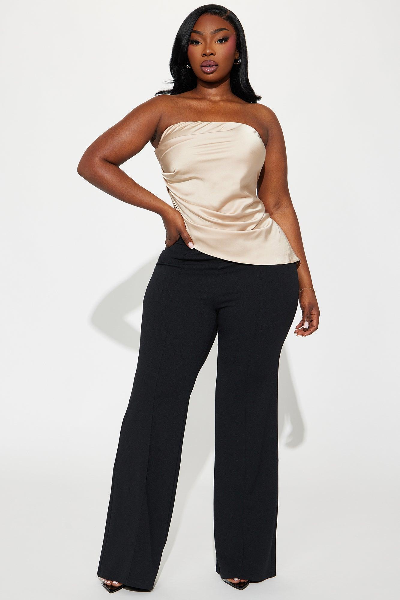 Valerie Asymmetrical Satin Top - Taupe Product Image