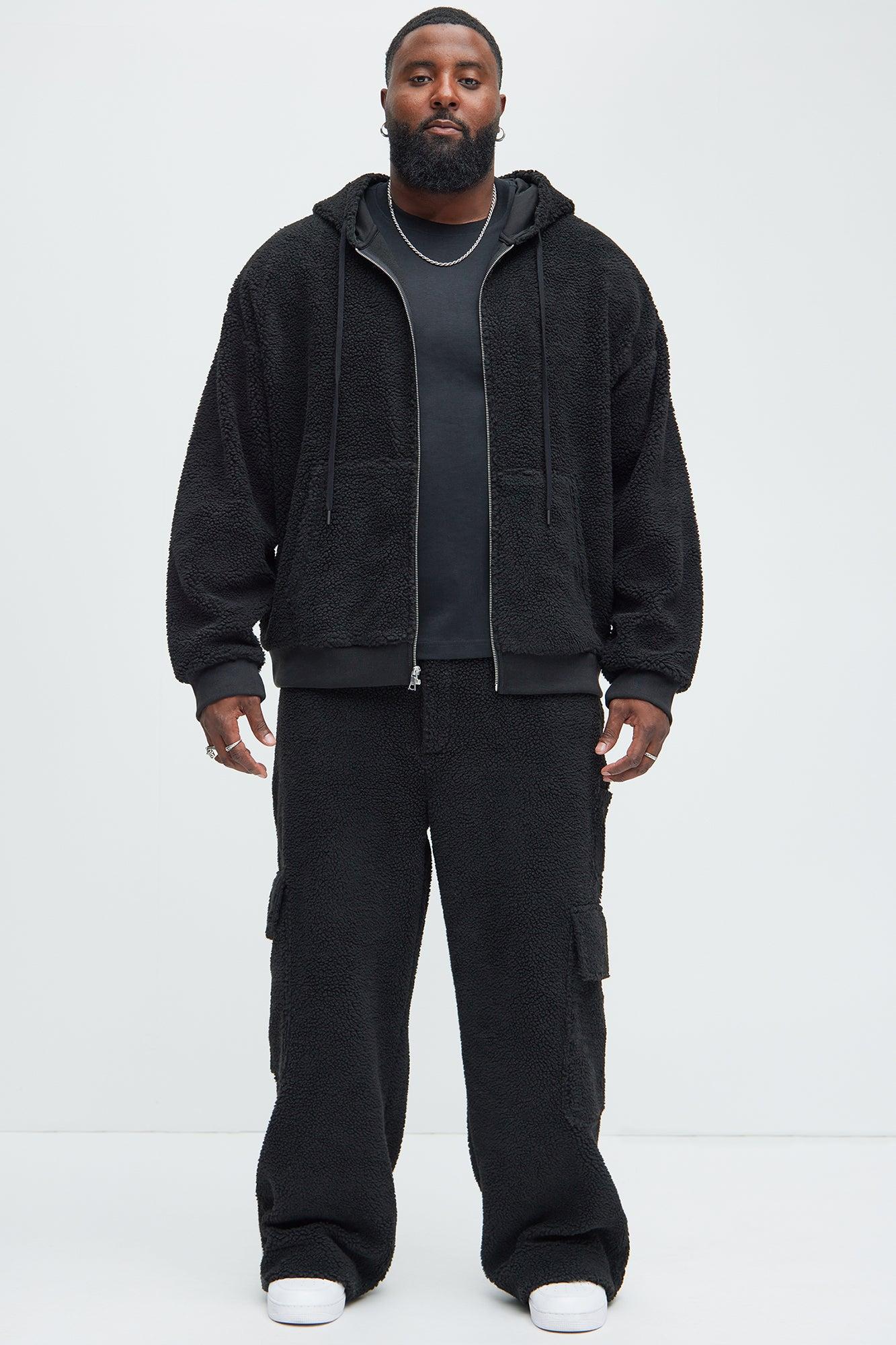 Axel Polar Fleece Baggy Cargo Pants - Black Product Image