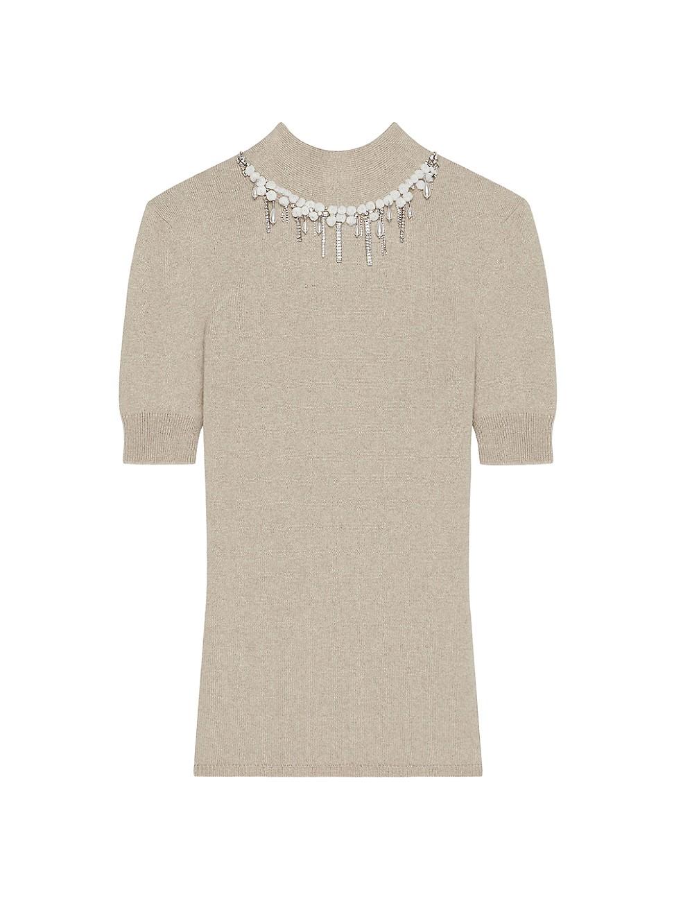 Womens Sweater in Wool and Cashmere with Crystals and Pearls Product Image