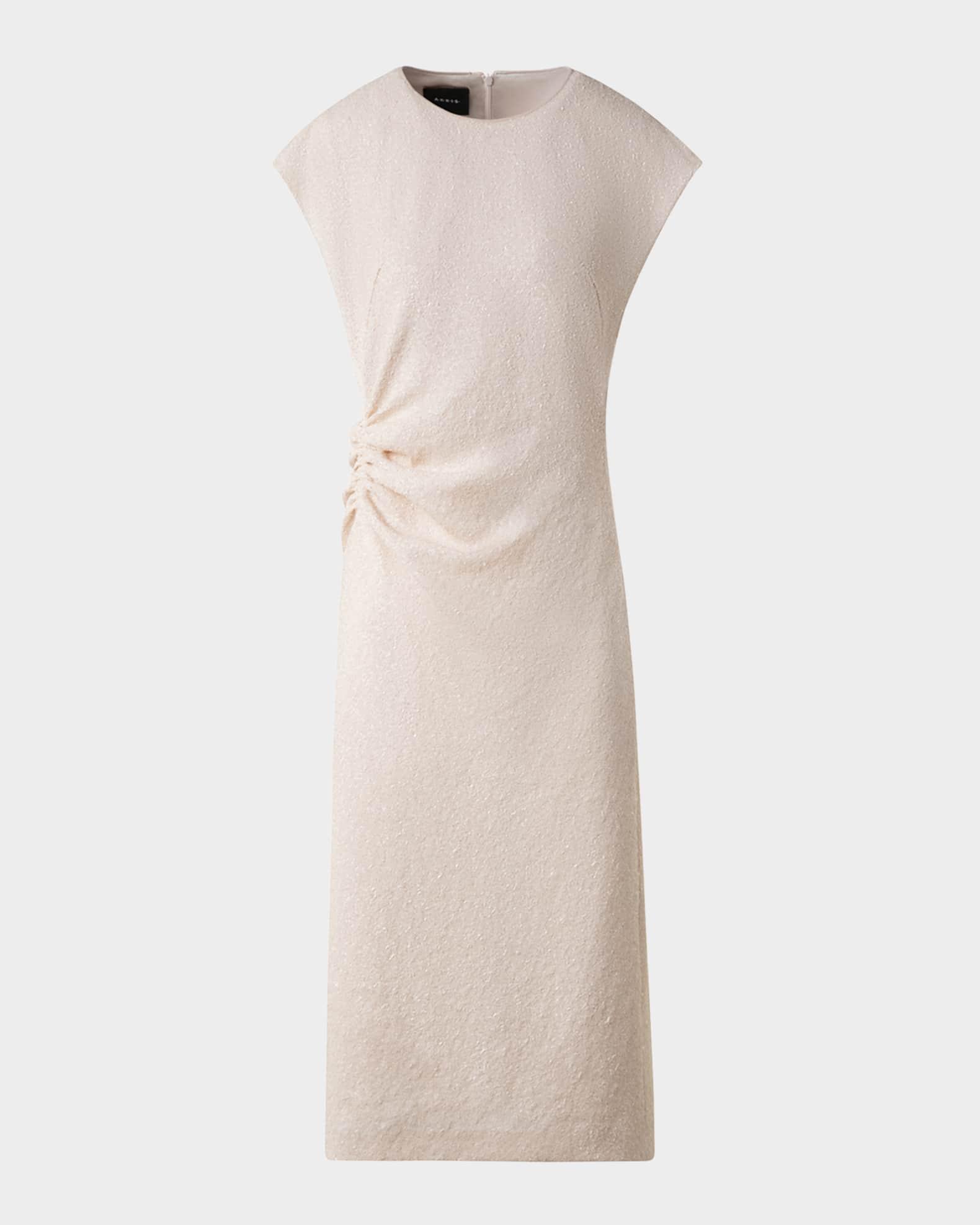 Sequin Stretch Jersey Cap-Sleeve Ruched Dress Product Image