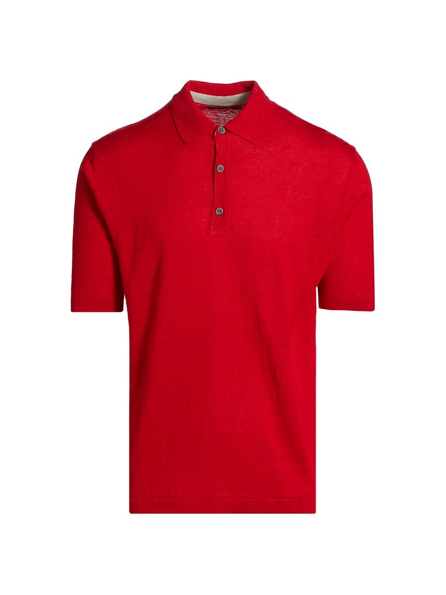 Mens Solid Linen Polo Shirt Product Image