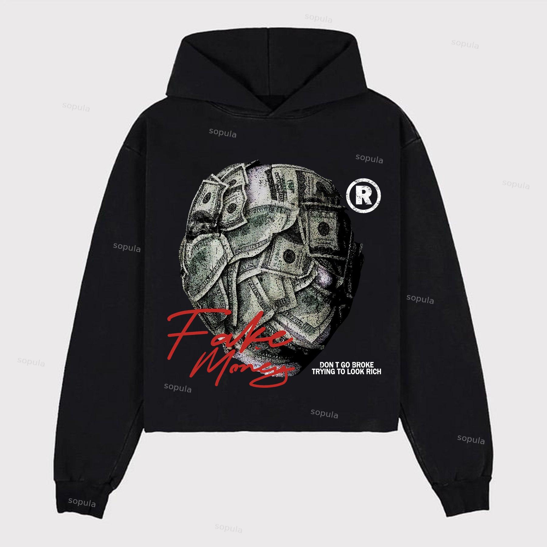 Sopula Don't Go Broke Trying To Look Rich Graphics Pocket Hoodie Product Image