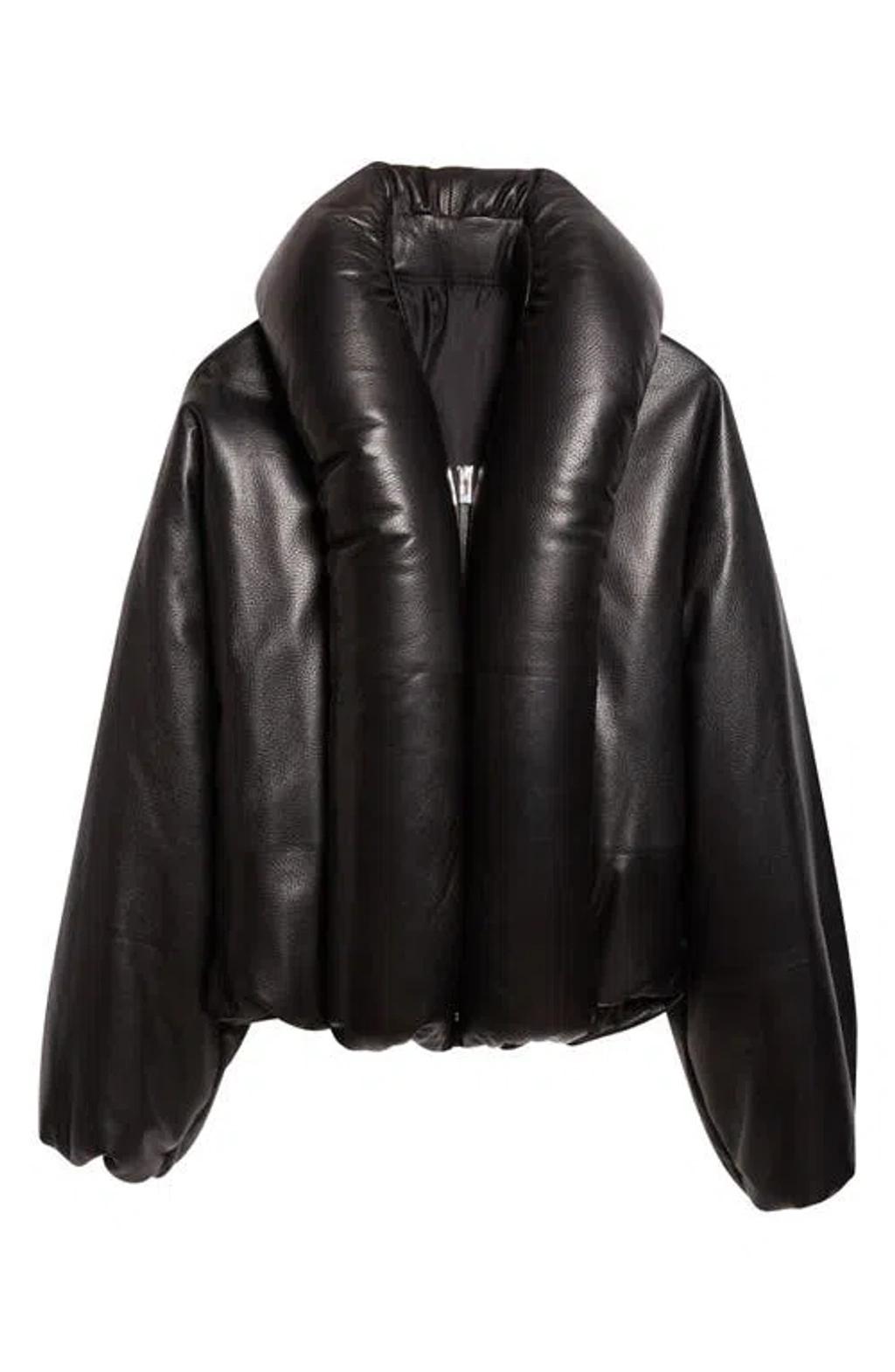 ALAÏA Padded Leather Bomber Jacket In Black Product Image