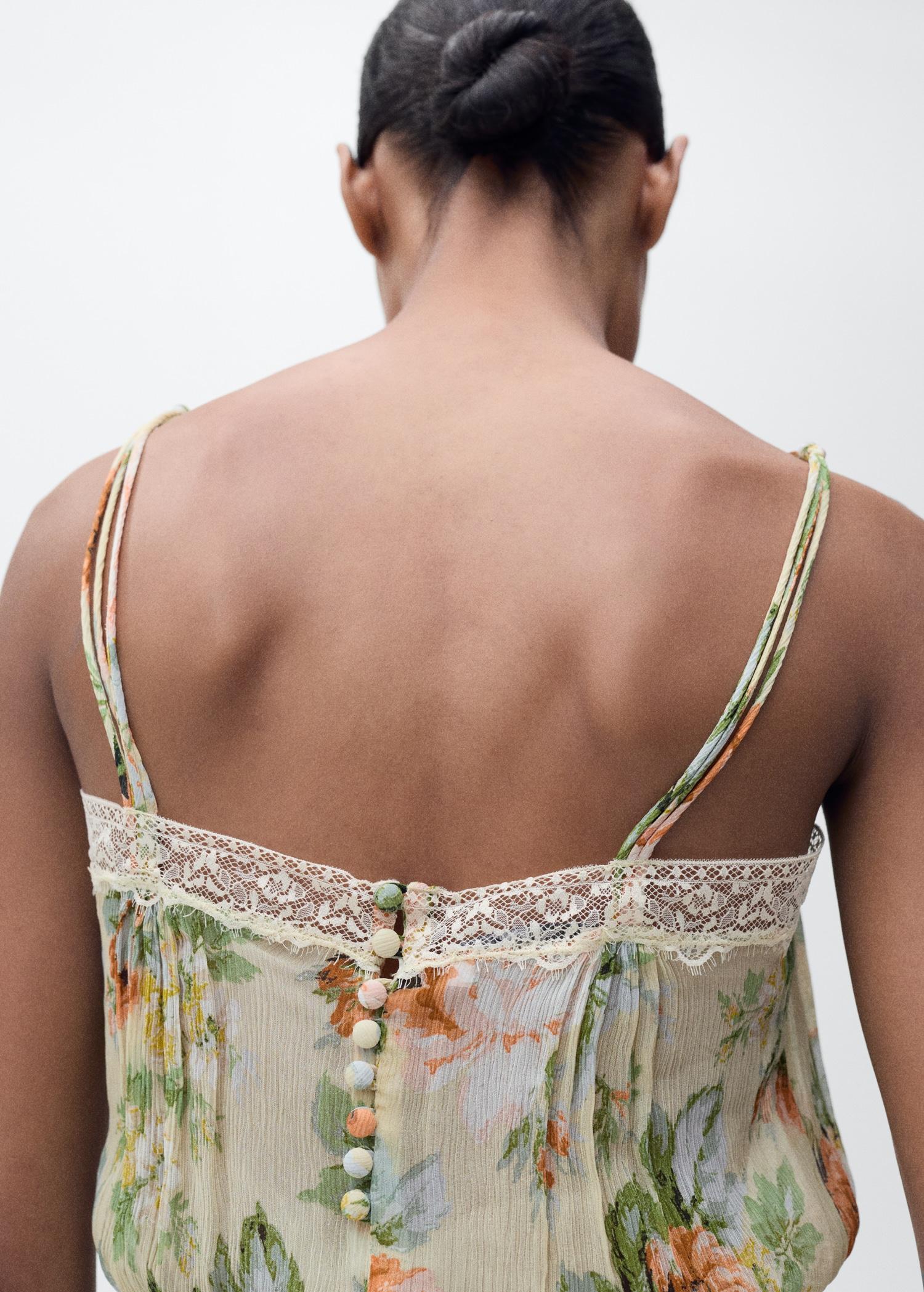 Long floral jumpsuit with puffed hem - Women | MANGO USA Product Image