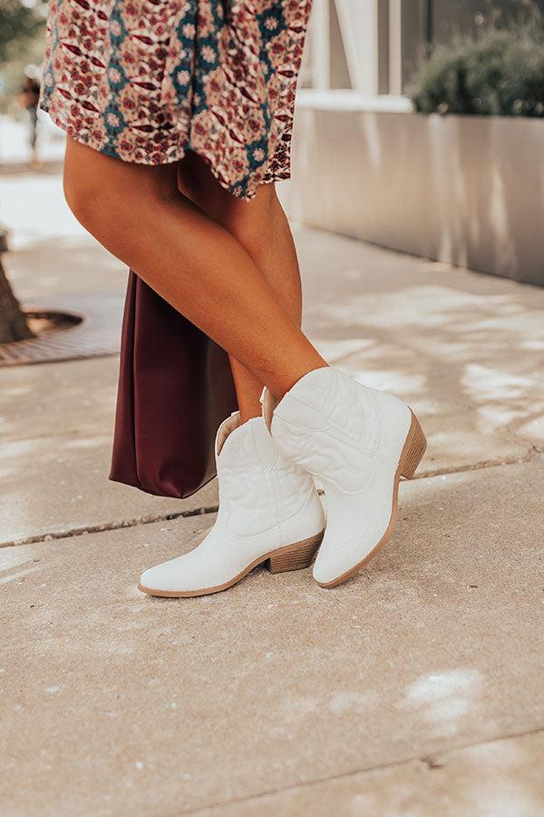 The Coop Faux Leather Cowboy Boot In White Product Image
