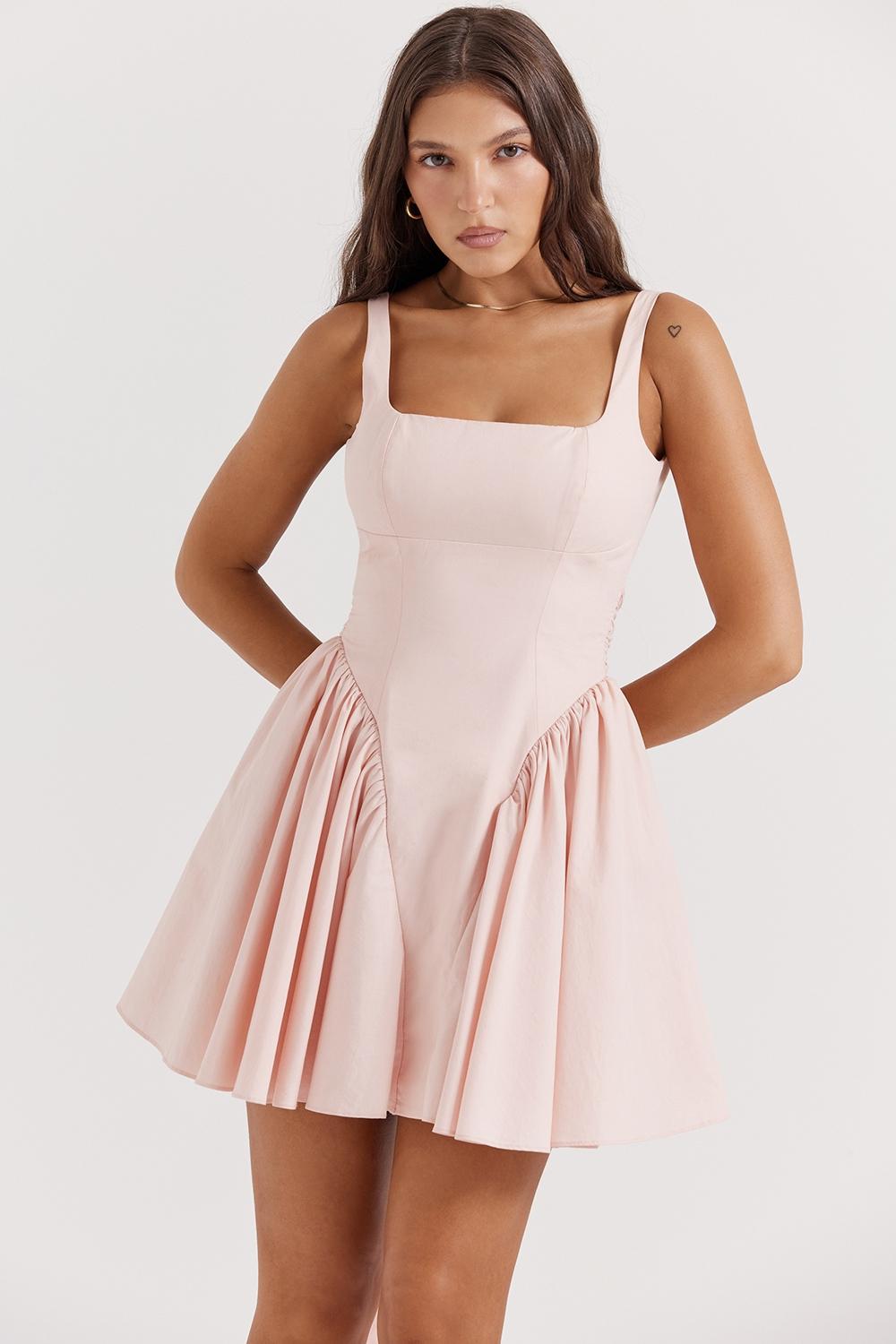 Florianne  soft peach bow mini dress Product Image