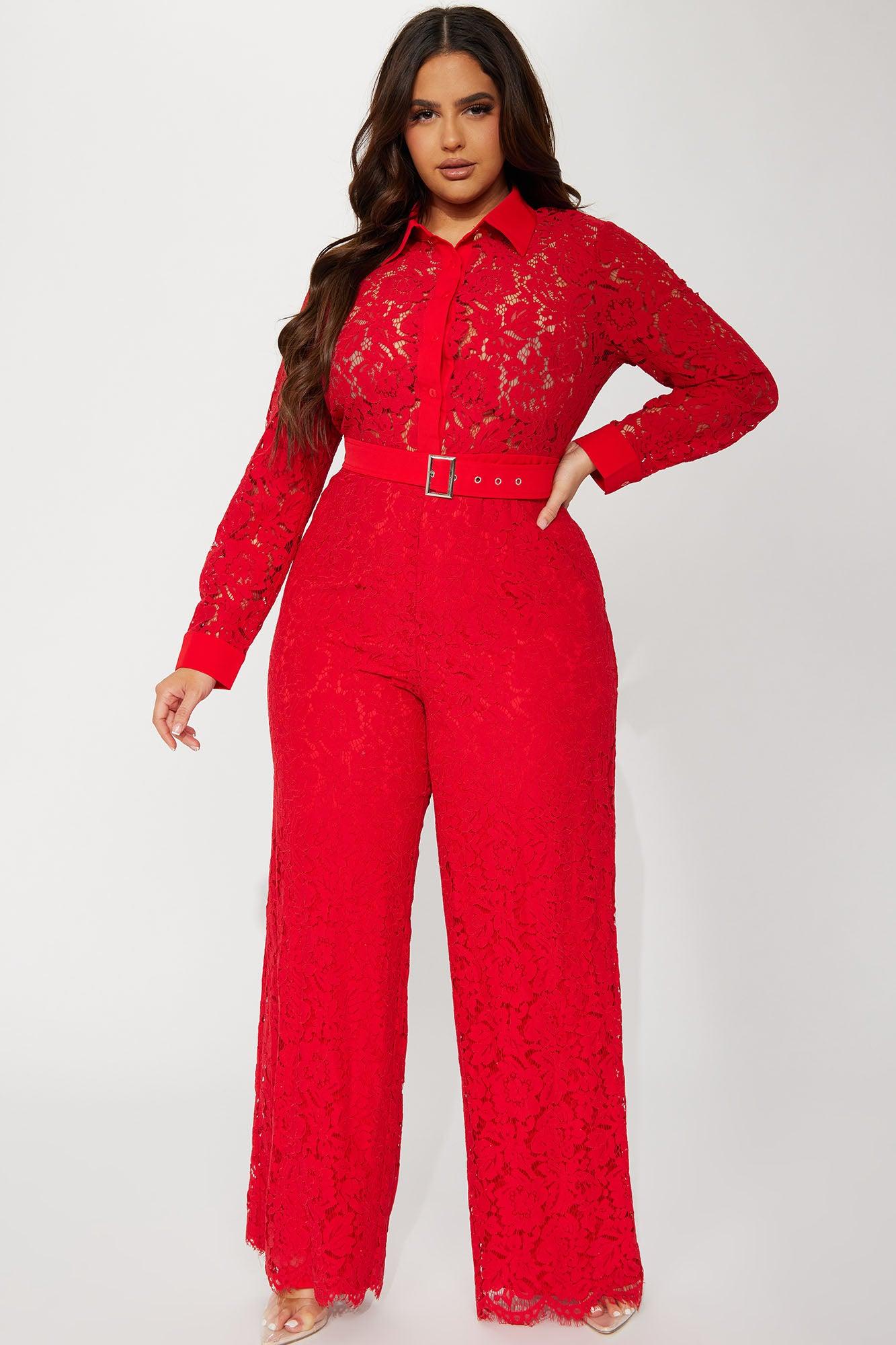 Perfect Night Lace Jumpsuit - Red Product Image