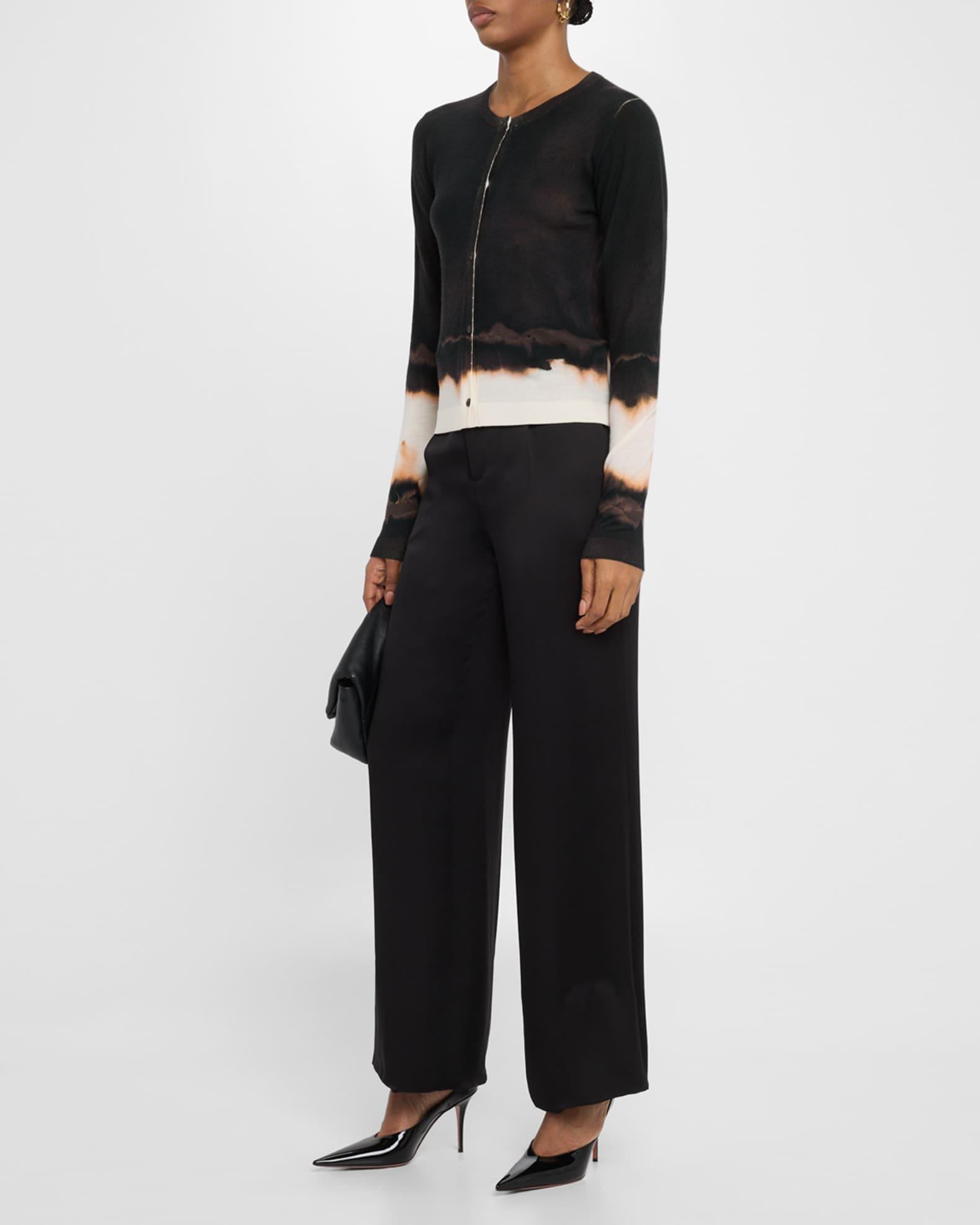 Burned Stripe Wool Crewneck Cardigan Product Image