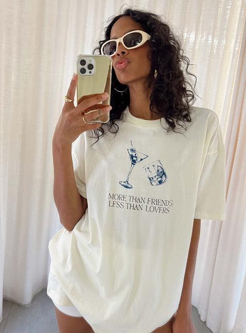 More Than Friends Oversized Tee Off White Product Image