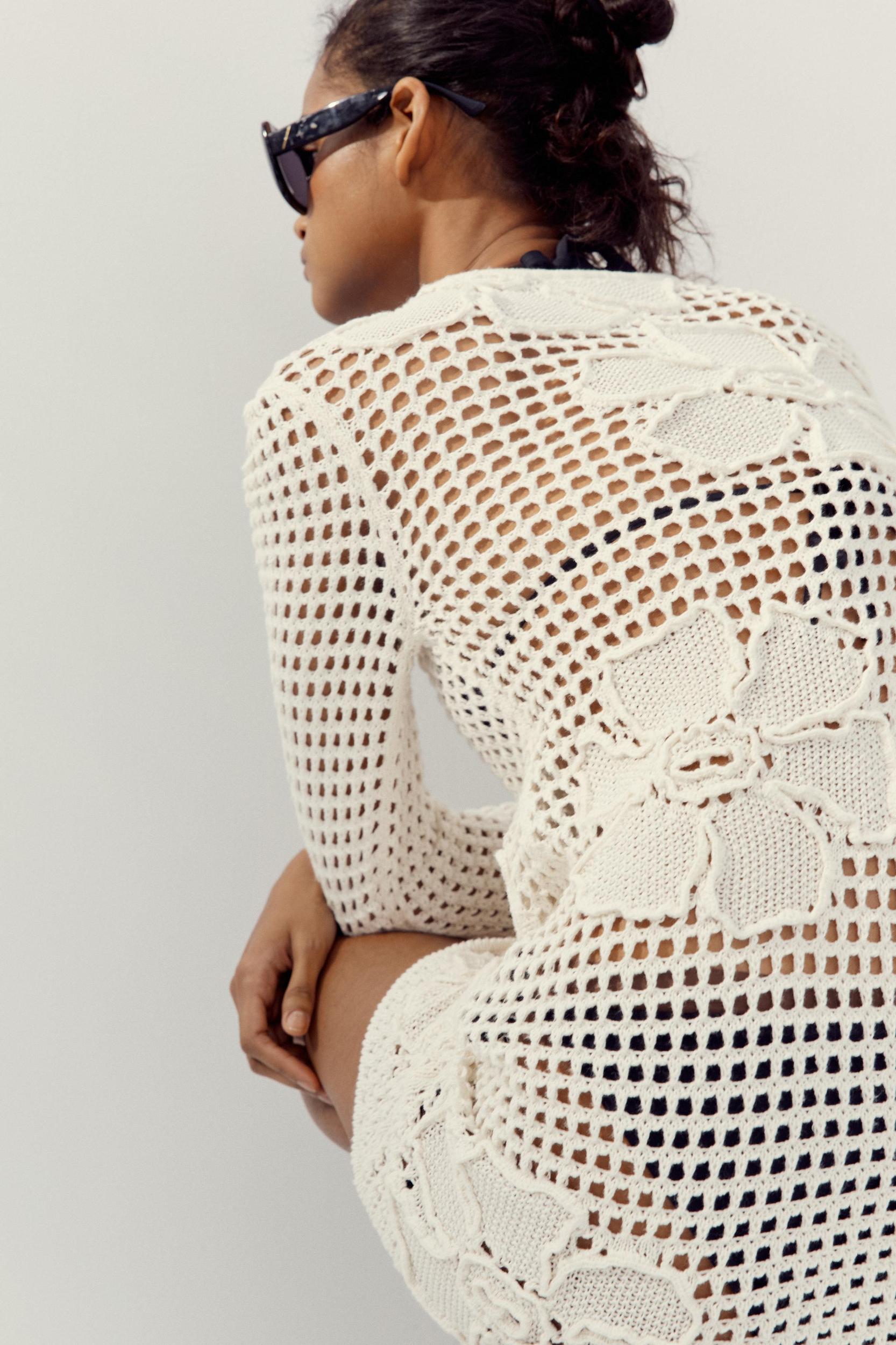 FLORAL CROCHET KNIT DRESS Product Image