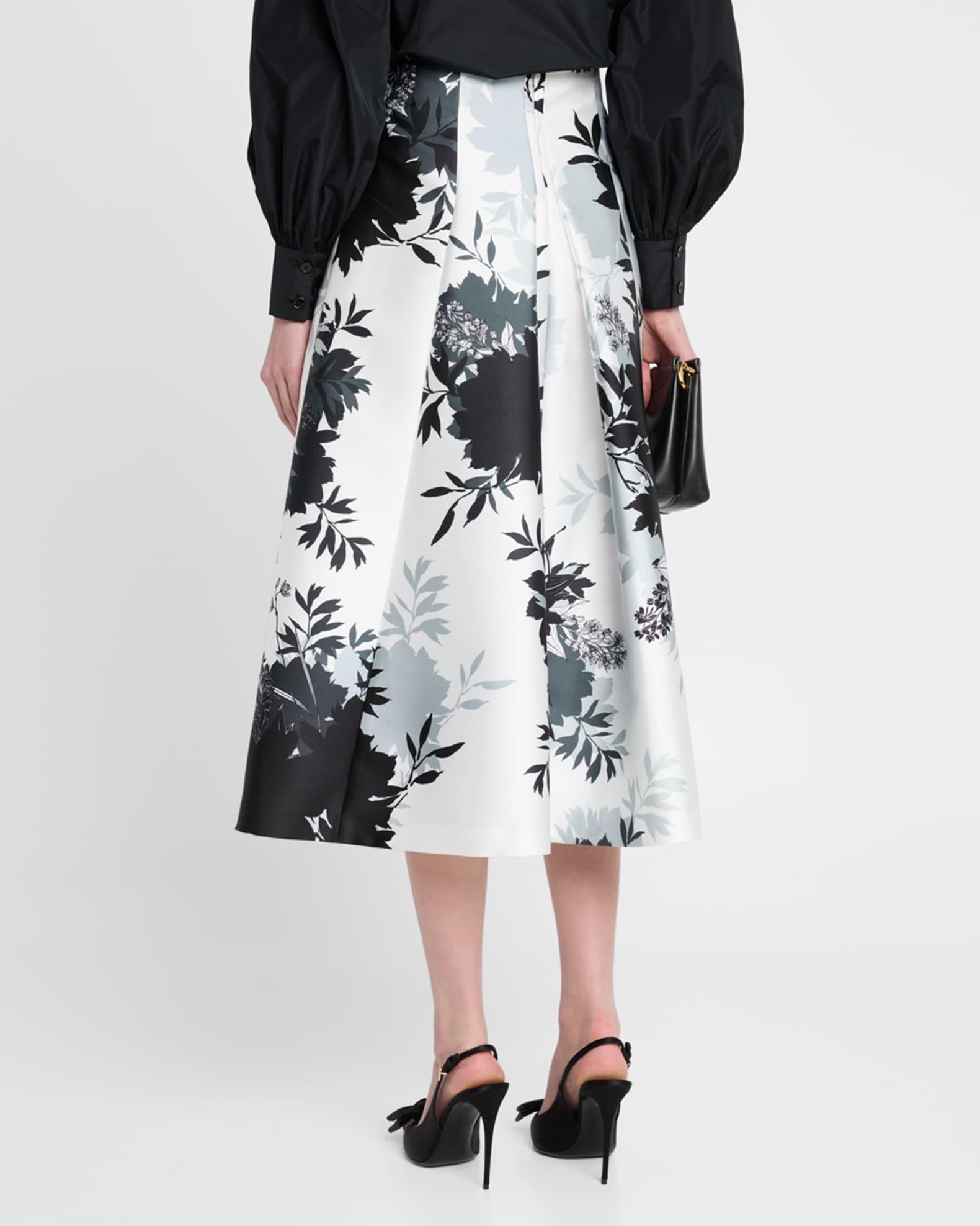 Floral Print Pleated Midi Skirt Product Image