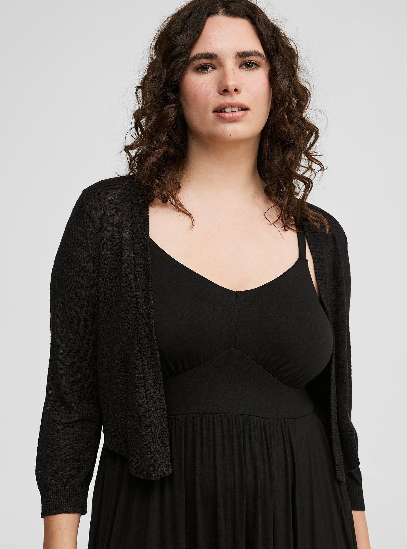 3/4 Sleeve Cropped Sweater Shrug Product Image