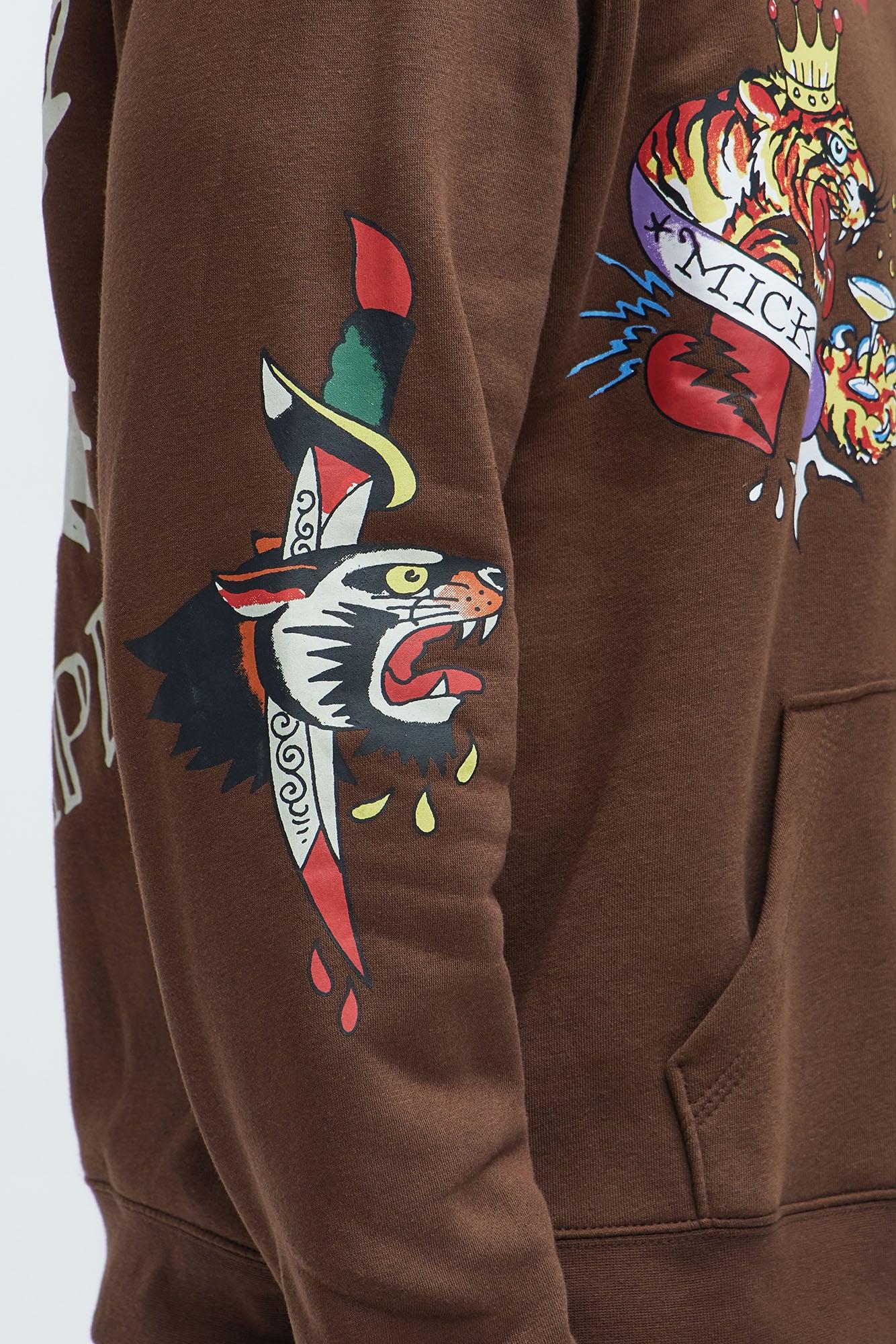 Ed Hardy Panther Tiger Hoodie - Chocolate Product Image