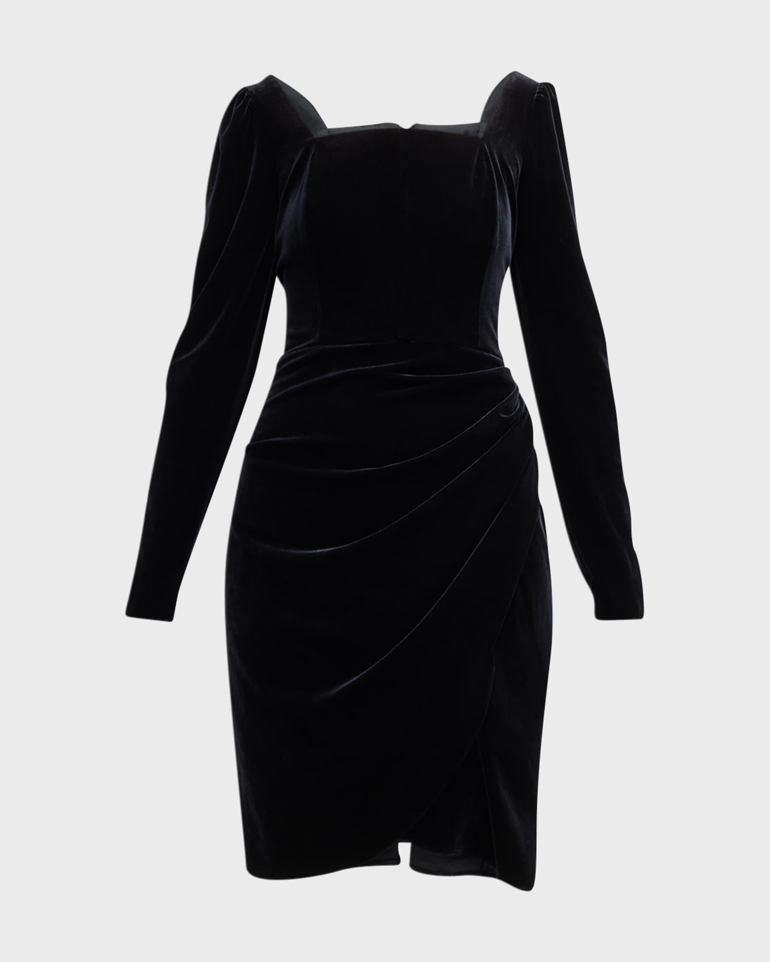 Soho Draped Square-Neck Velvet Mini Dress Product Image