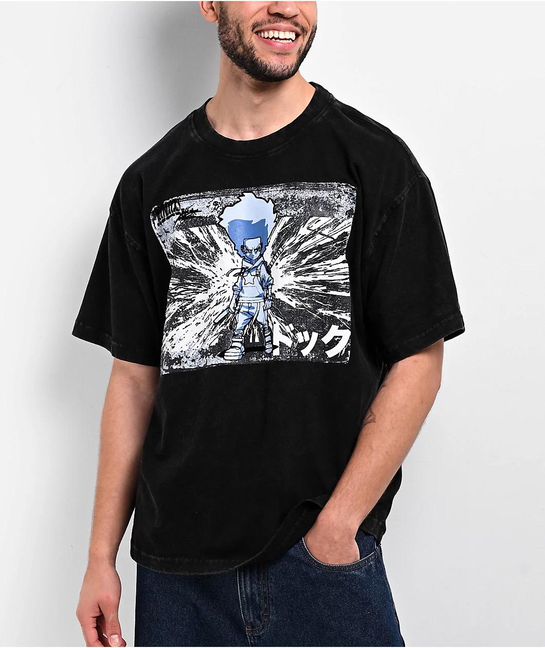 The Boondocks Huey Samurai Acid Wash Black T-Shirt Product Image