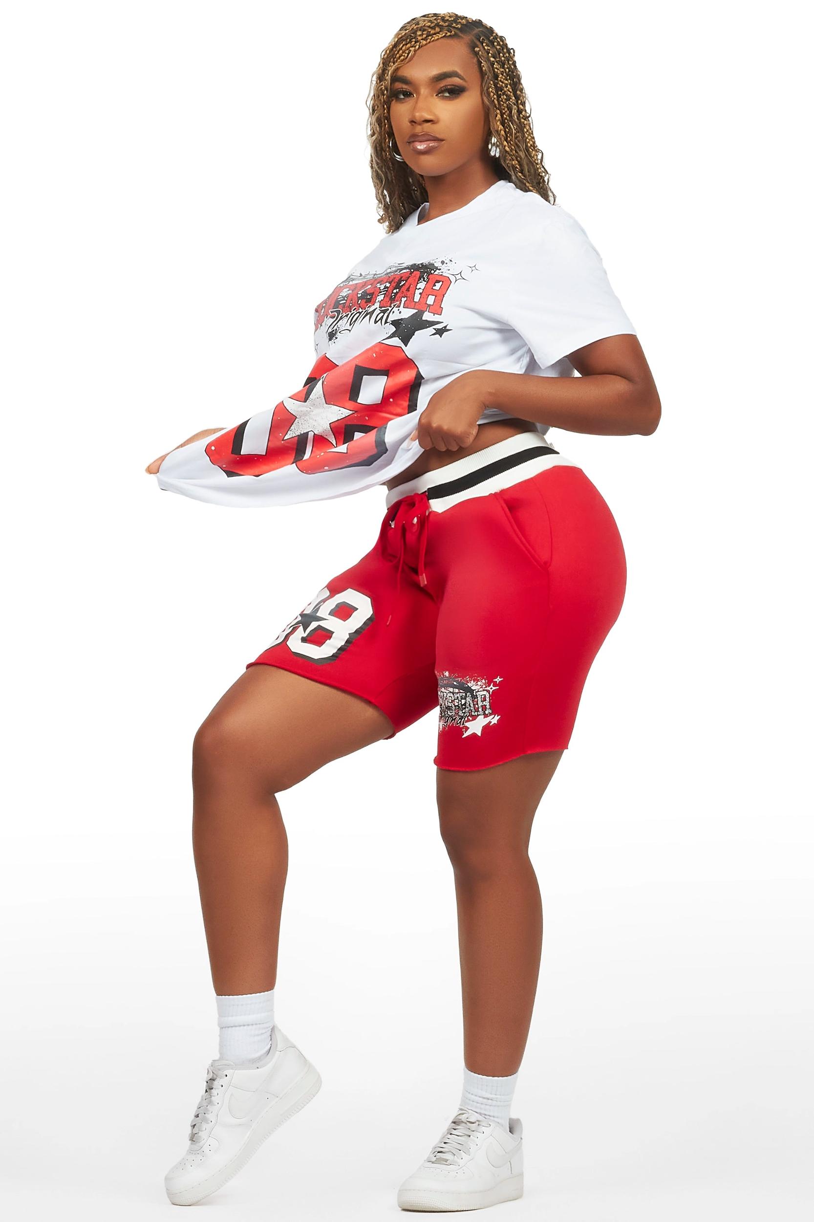 Carolina White/Red T-Shirt Short Set Female Product Image