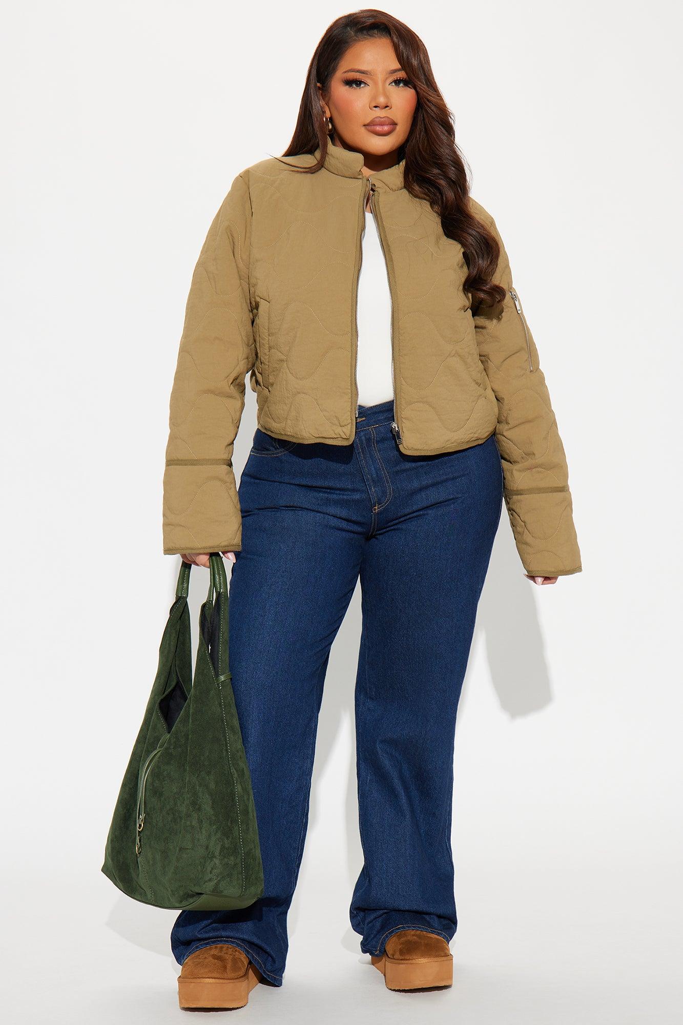 Chloe Quilted Lightweight Puffer Jacket - Khaki Female Product Image