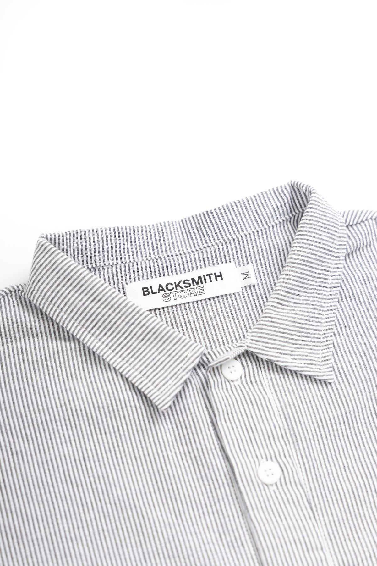 Blacksmith - Short Sleeved Popover Shirt - Black Seersucker Product Image