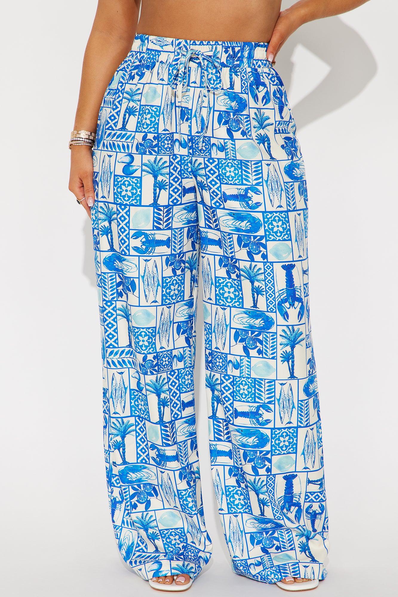 Mediterranean Bliss Satin Pant - Blue/combo Product Image