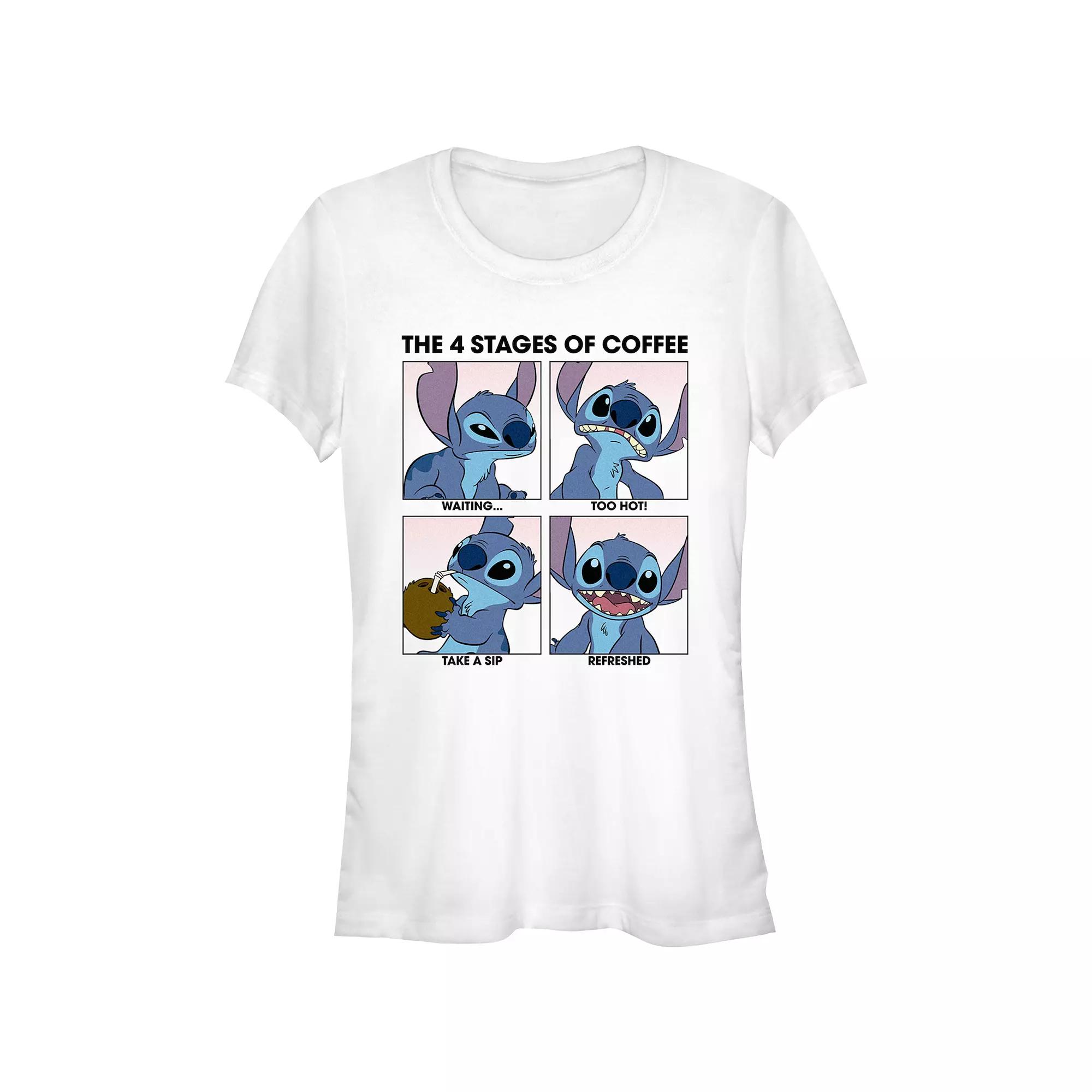 Disney's Lilo & Stitch Juniors' The Four Stages Of Coffee Graphic Tee, Women's,  Product Image