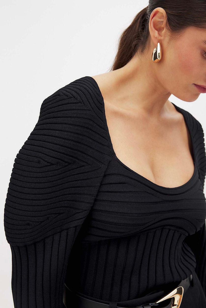 Fine Knitted Volume Sleeve Top Product Image