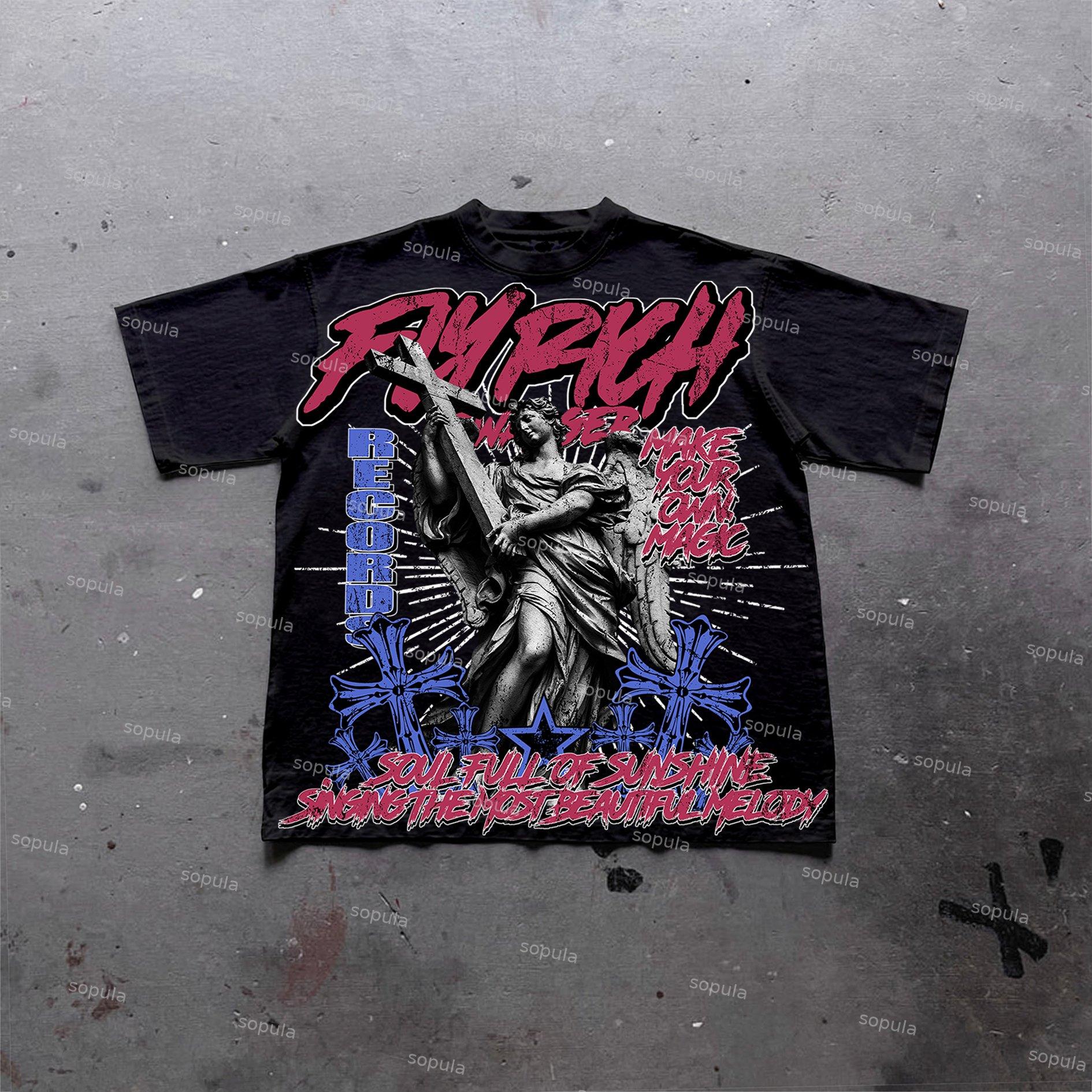 Sopula Fly Rich Vintage Graphic Cotton T-Shirt Product Image