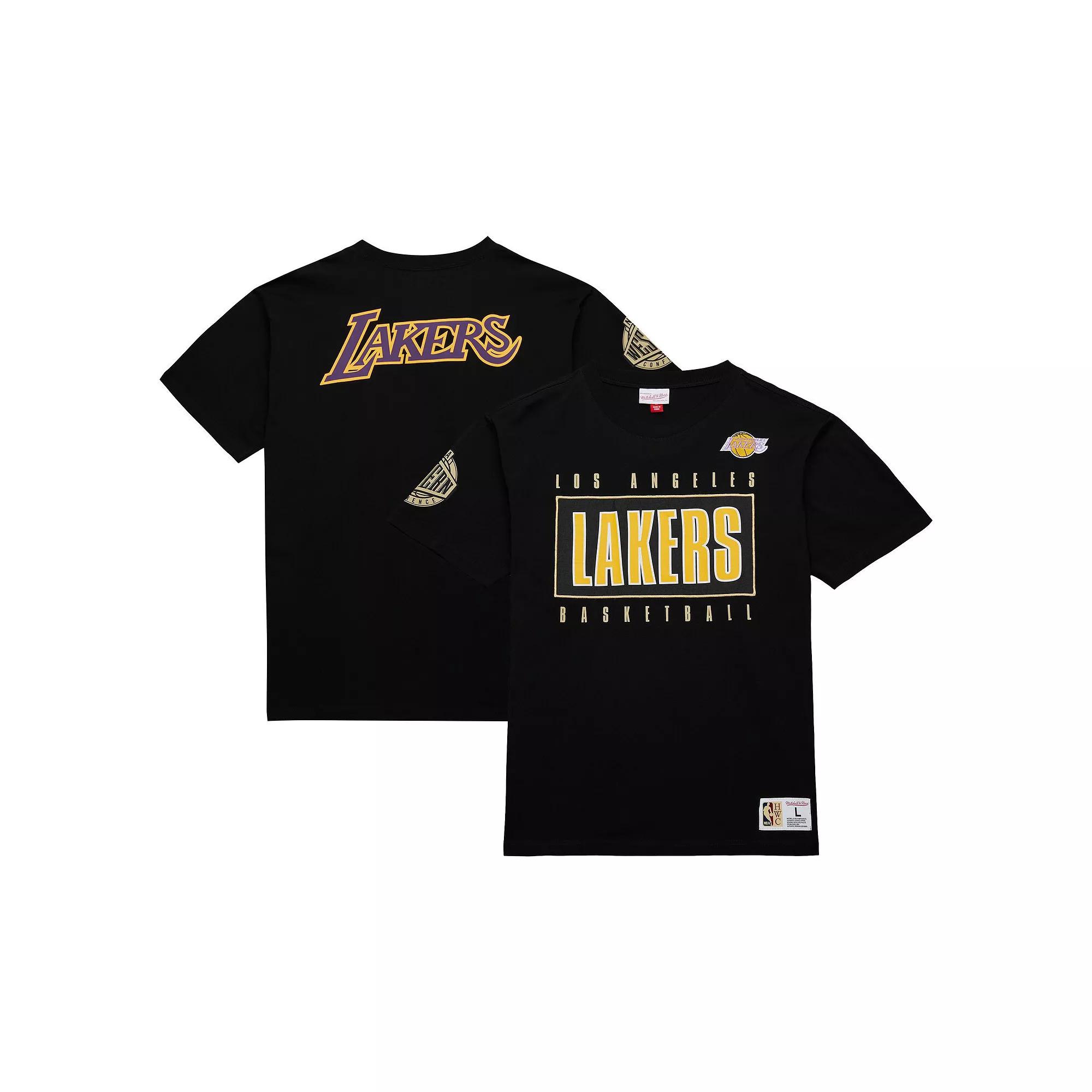 Men's Mitchell & Ness Black Los Angeles Lakers Hardwood Classics Team OG 2.0 Premium Vintage Logo T-Shirt, Size: Small Product Image
