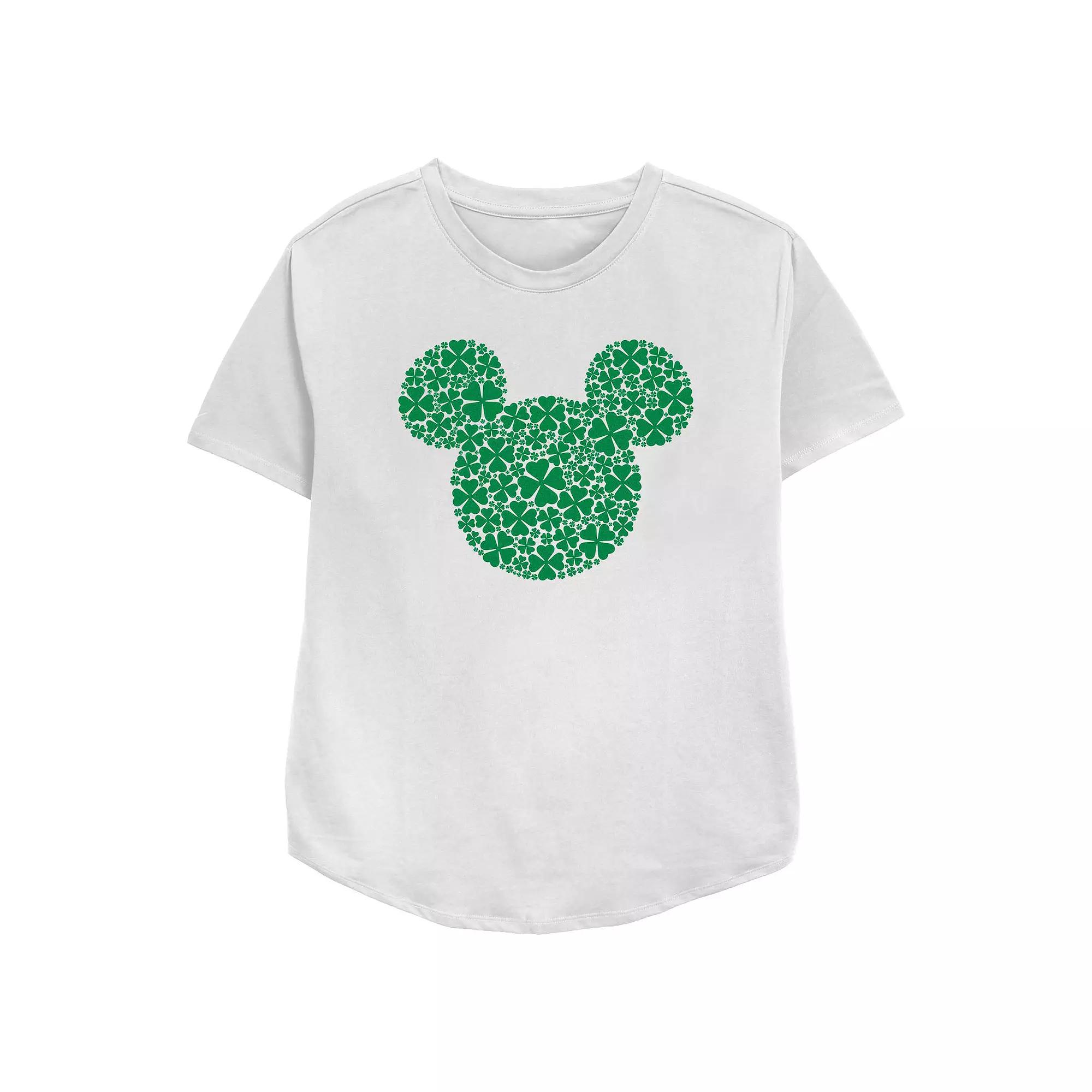Disney's Mickey Mouse Shamrock Print Head Women's Relaxed Fit Graphic Tee,  Product Image