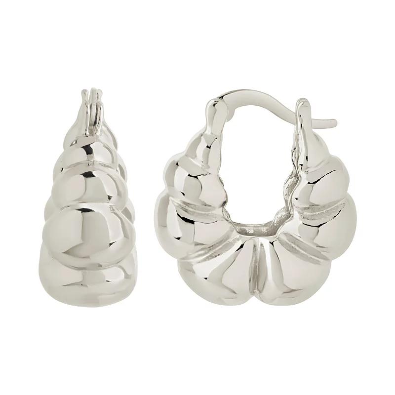 MC Collective Scalloped Hoop Earrings, Women's, Silver Tone Product Image