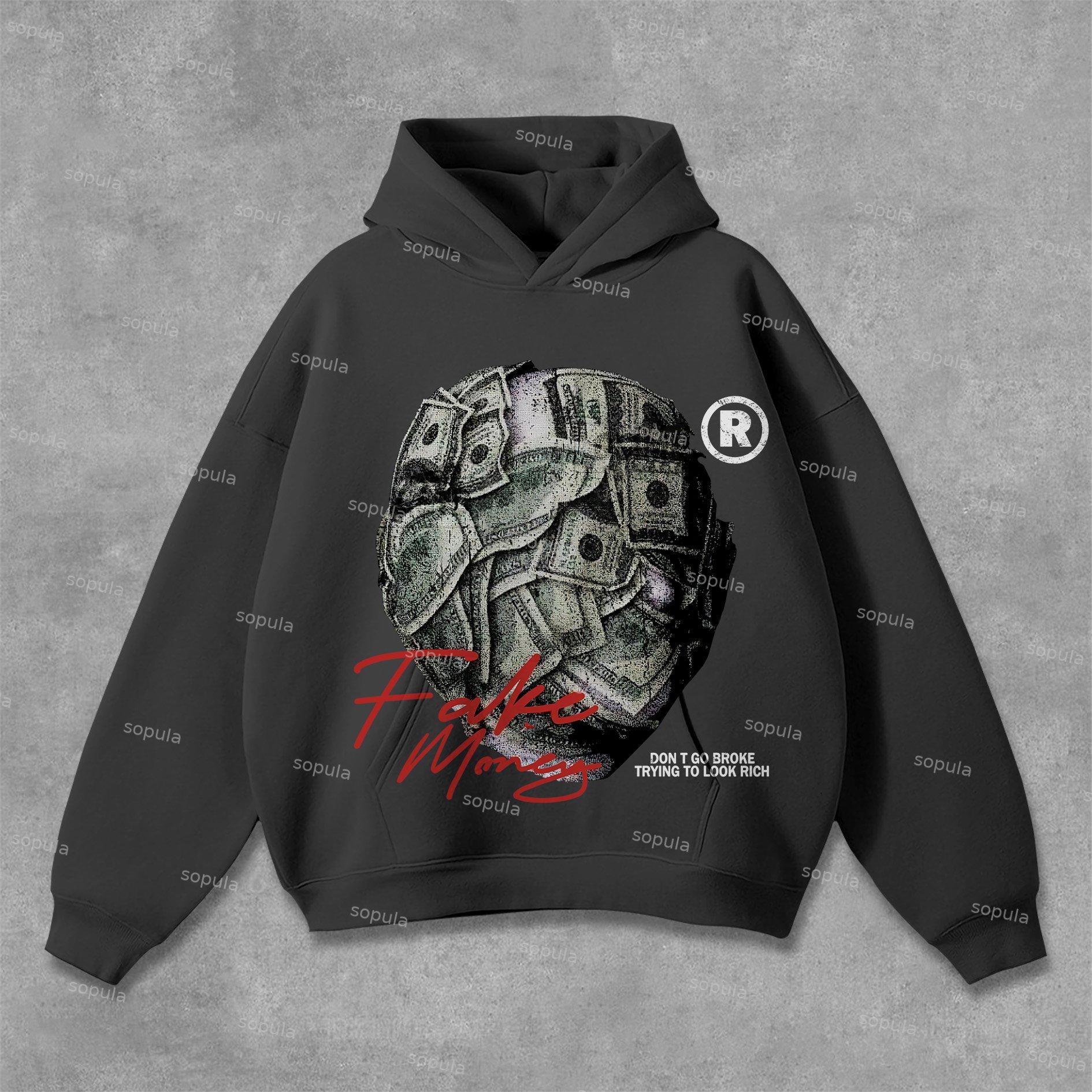 Sopula Don't Go Broke Trying To Look Rich Graphics Pocket Hoodie Product Image
