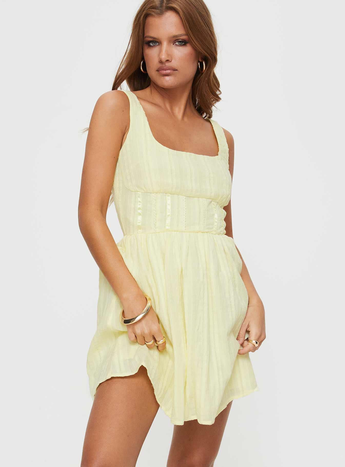 Lorinda Mini Dress Yellow Product Image