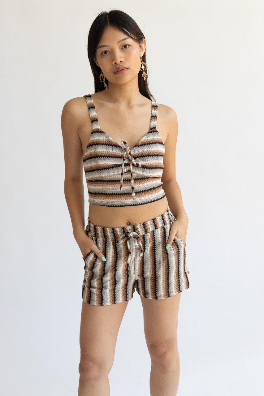 Crochet Stripe Shorts Product Image